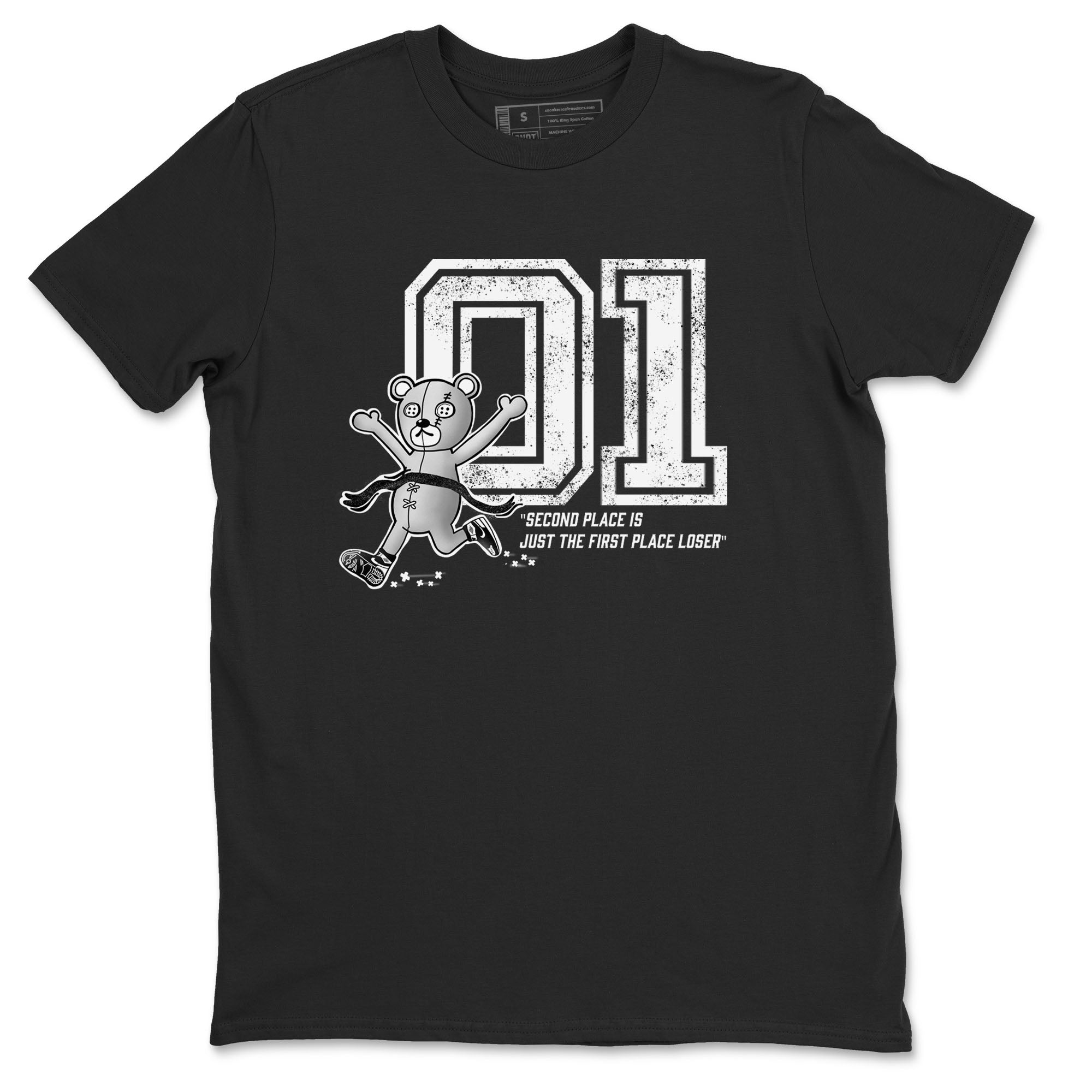 1s Black White shirt to match jordans First Place Winner sneaker tees Air Jordan 1 Black White Drip Gear Zone unisex cotton Black 2 crew neck shirt