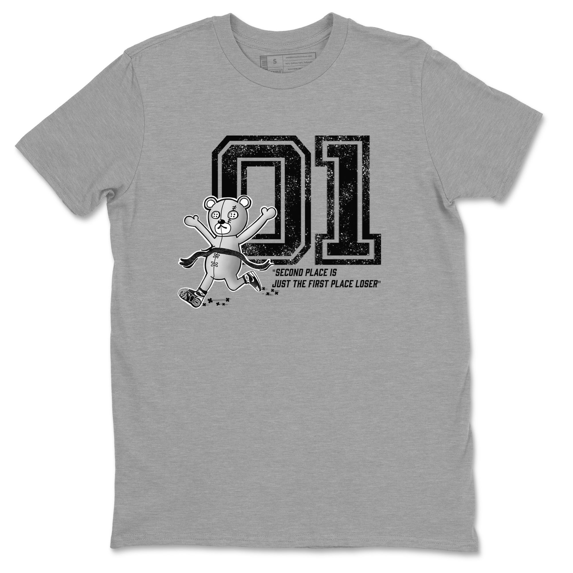 1s Black White shirt to match jordans First Place Winner sneaker tees Air Jordan 1 Black White Drip Gear Zone unisex cotton Heather Grey 2 crew neck shirt