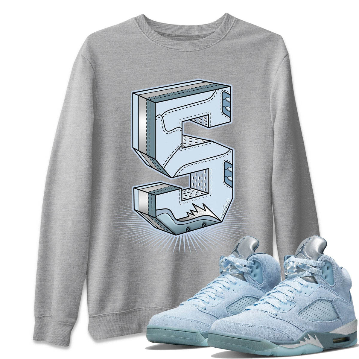 Jordan 5 Blue Bird Shirt To Match Jordans Five Statue Sneaker Tees Jordan 5 Blue Bird Drip Gear Zone Sneaker Matching Clothing Unisex Shirts