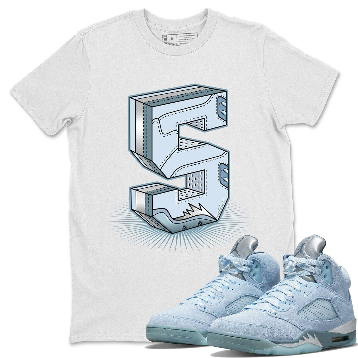 Jordan 5 Blue Bird Shirt To Match Jordans Five Statue Sneaker Tees Jordan 5 Blue Bird Drip Gear Zone Sneaker Matching Clothing Unisex Shirts