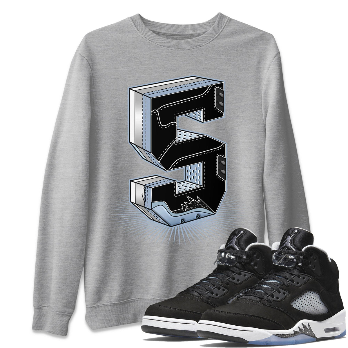 Jordan 5 Moonlight Shirt To Match Jordans Five Statue Sneaker Tees Jordan 5 Moonlight Drip Gear Zone Sneaker Matching Clothing Unisex Shirts