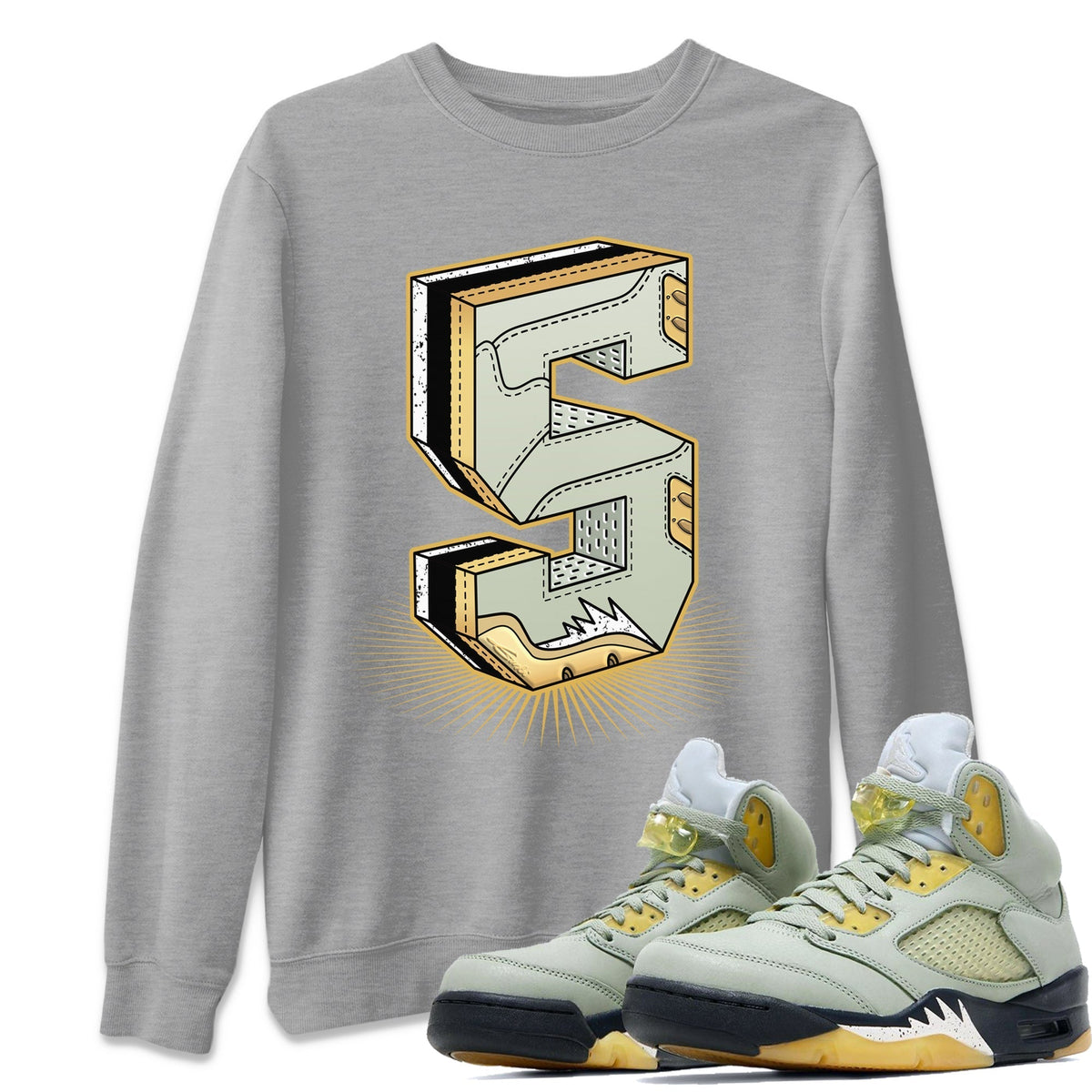 Jordan 5 Jade Horizon Sneaker Matching T-Shirt Five Statue Sneaker Tees Jordan 5 Jade Horizon Sneaker Release Tees Crew Neck Tees