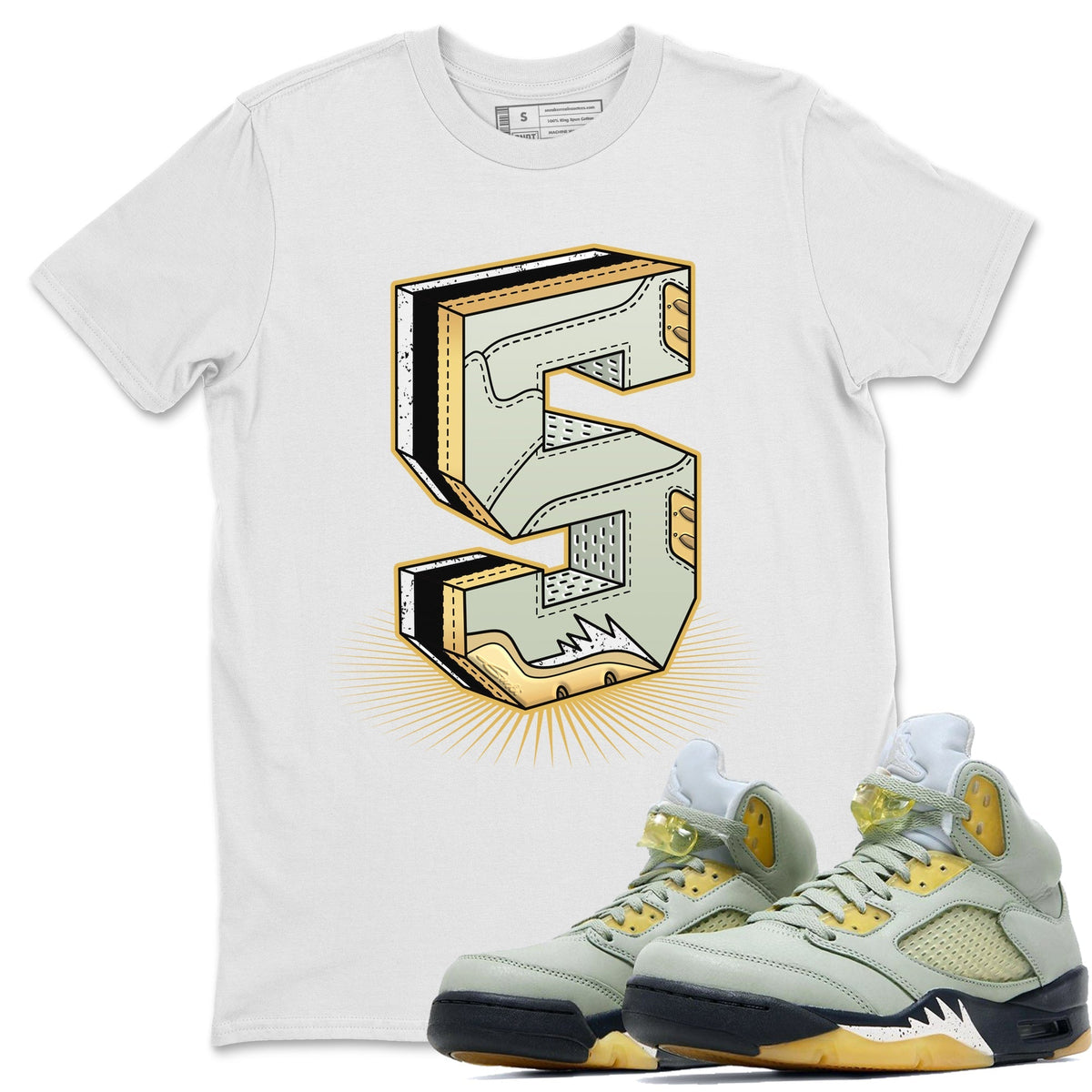 Jordan 5 Jade Horizon Sneaker Matching T-Shirt Five Statue Sneaker Tees Jordan 5 Jade Horizon Sneaker Release Tees Crew Neck Tees