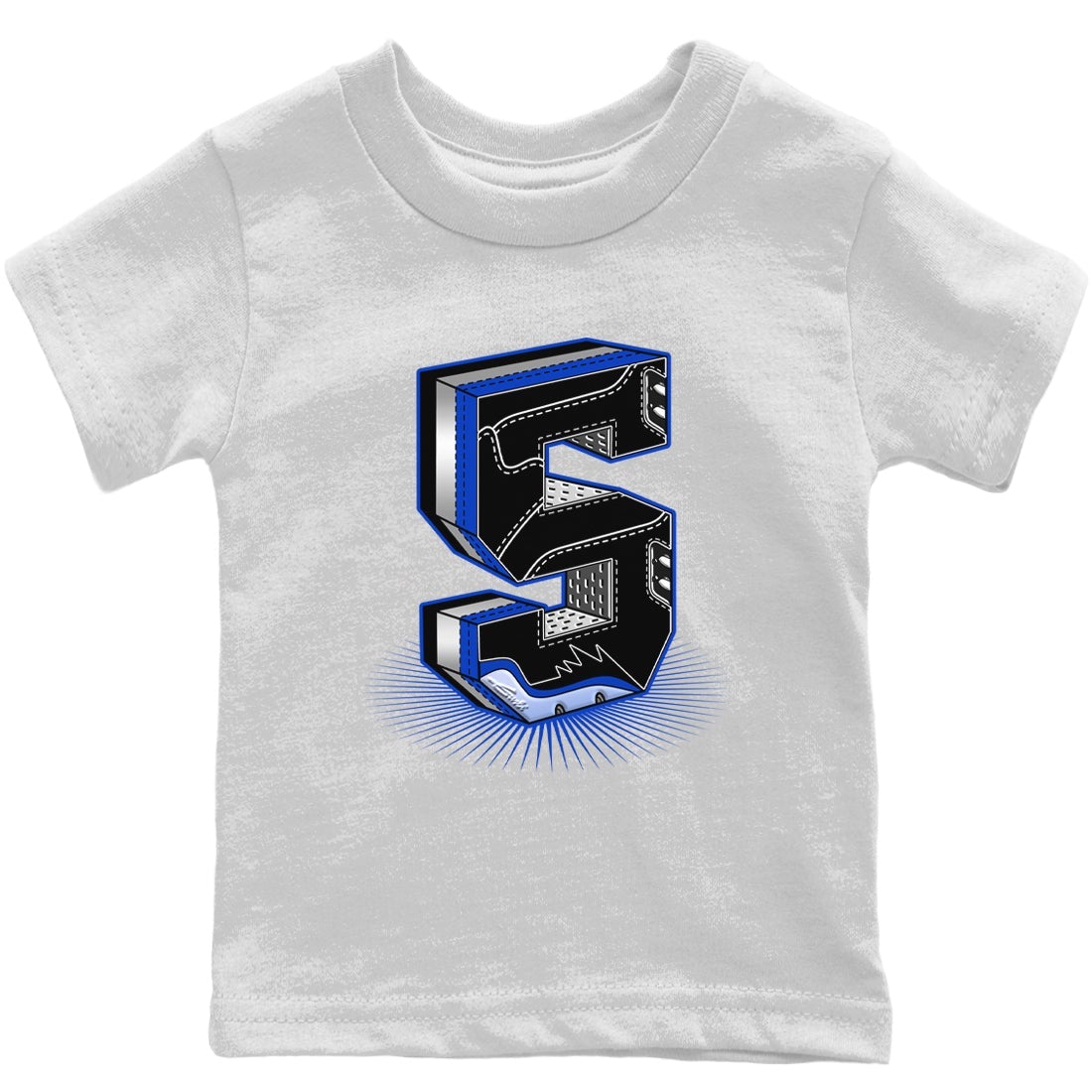 Jordan 5 Racer Blue Sneaker Matching T-Shirt Five Statue Sneaker Tees Jordan 5 Racer Blue Sneaker Release Tees Kids Shirts