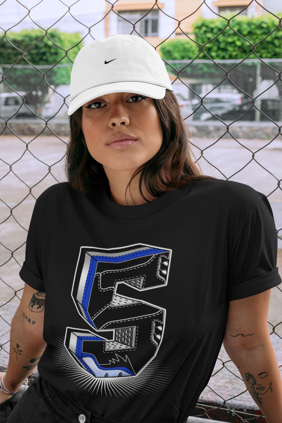 Jordan 5 Racer Blue Sneaker Matching T-Shirt Five Statue Sneaker Tees Jordan 5 Racer Blue Sneaker Release Tees Crew Neck Tees