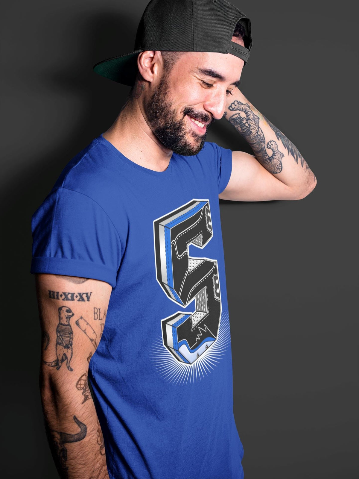 Jordan 5 Racer Blue Sneaker Matching T-Shirt Five Statue Sneaker Tees Jordan 5 Racer Blue Sneaker Release Tees Crew Neck Tees