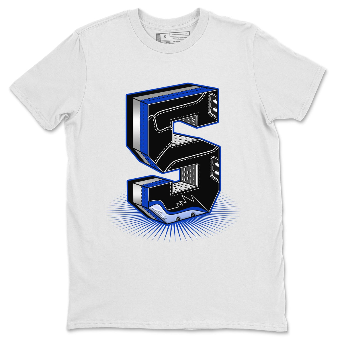 Jordan 5 Racer Blue Sneaker Matching T-Shirt Five Statue Sneaker Tees Jordan 5 Racer Blue Sneaker Release Tees Crew Neck Tees