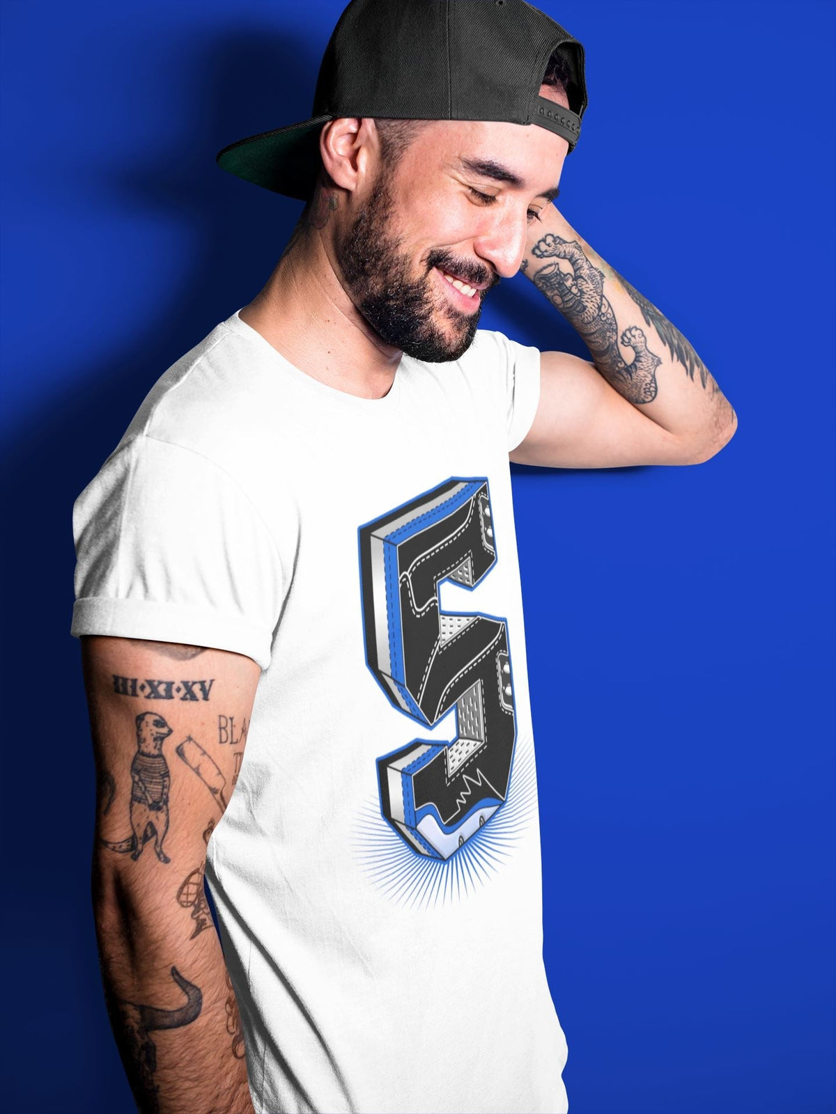 Jordan 5 Racer Blue Sneaker Matching T-Shirt Five Statue Sneaker Tees Jordan 5 Racer Blue Sneaker Release Tees Crew Neck Tees