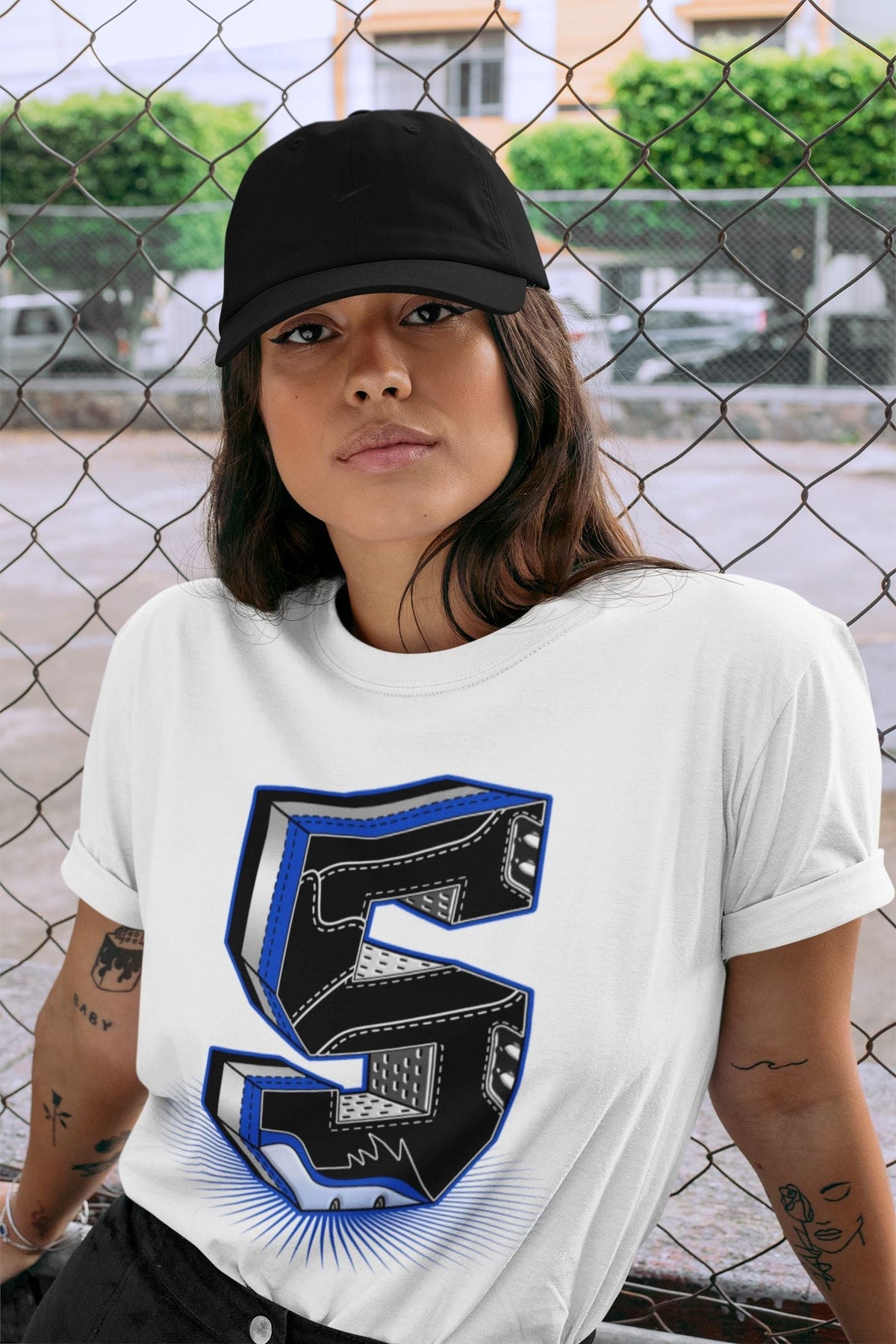 Jordan 5 Racer Blue Sneaker Matching T-Shirt Five Statue Sneaker Tees Jordan 5 Racer Blue Sneaker Release Tees Crew Neck Tees