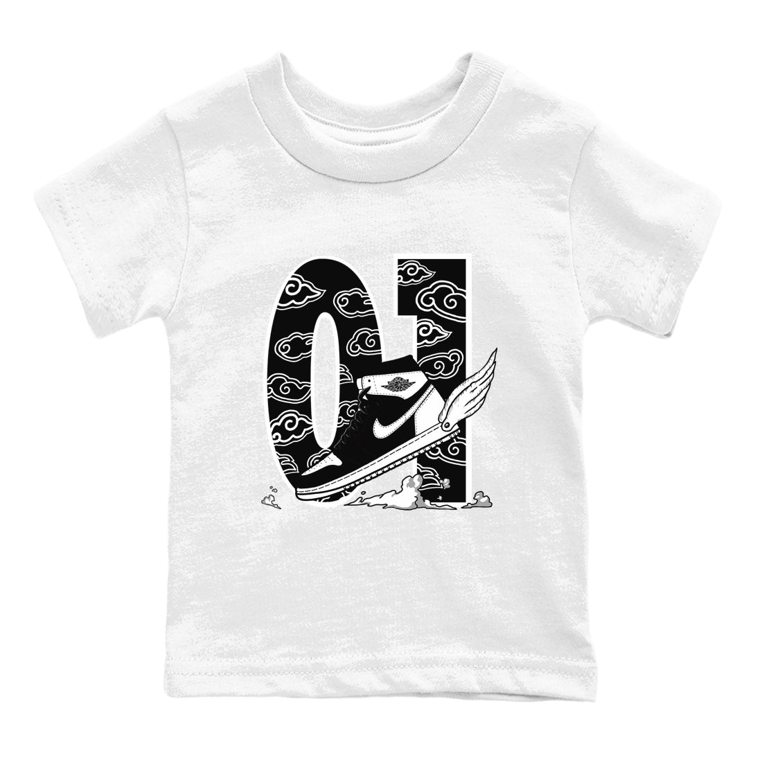 1s Black White shirt to match jordans Fly To The Clouds sneaker tees Air Jordan 1 Retro Black White Drip Gear Zone baby toddler White 2 cotton Shirt