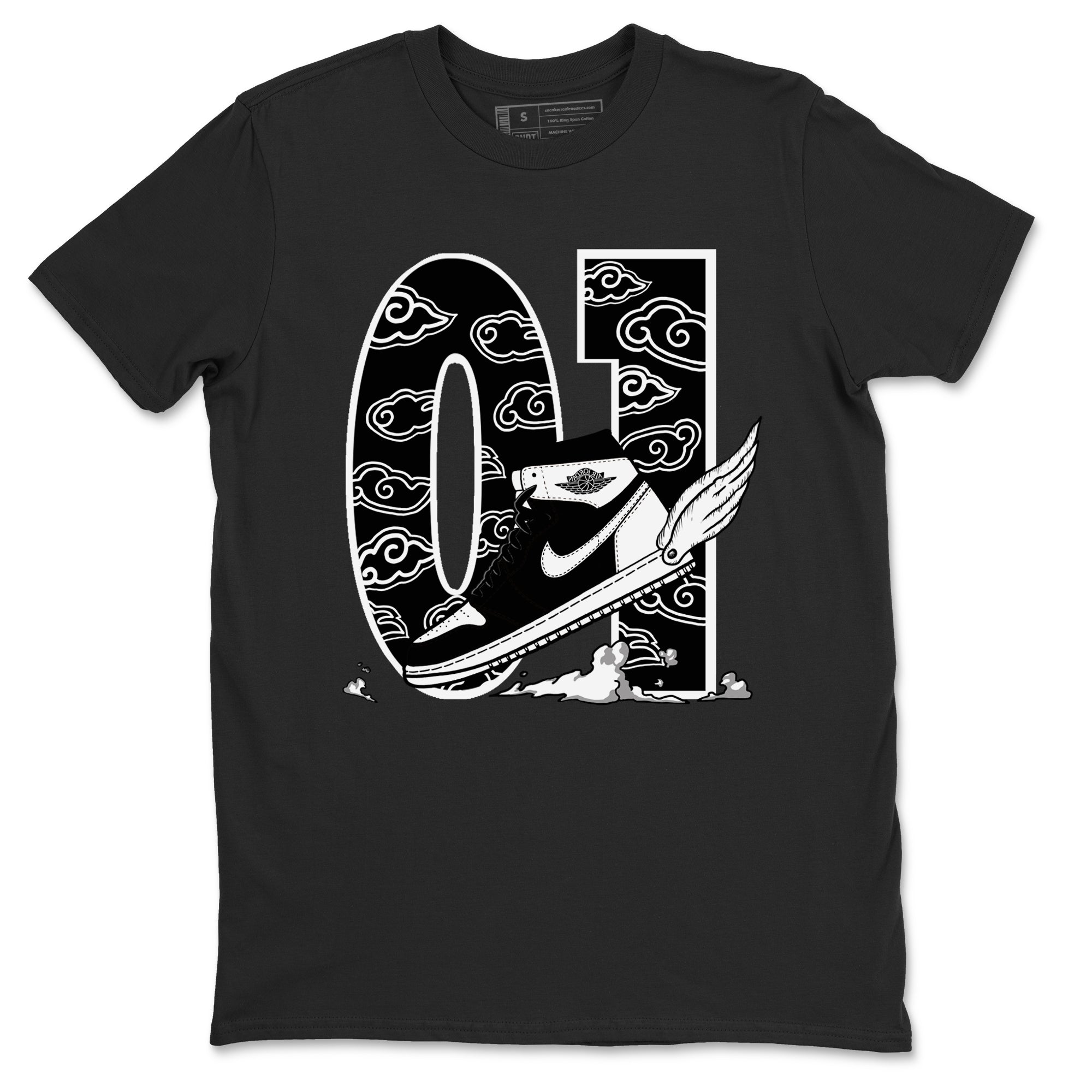 1s Black White shirt to match jordans Fly To The Clouds sneaker tees Air Jordan 1 Retro Black White Drip Gear Zone unisex cotton Black 2 crew neck shirt