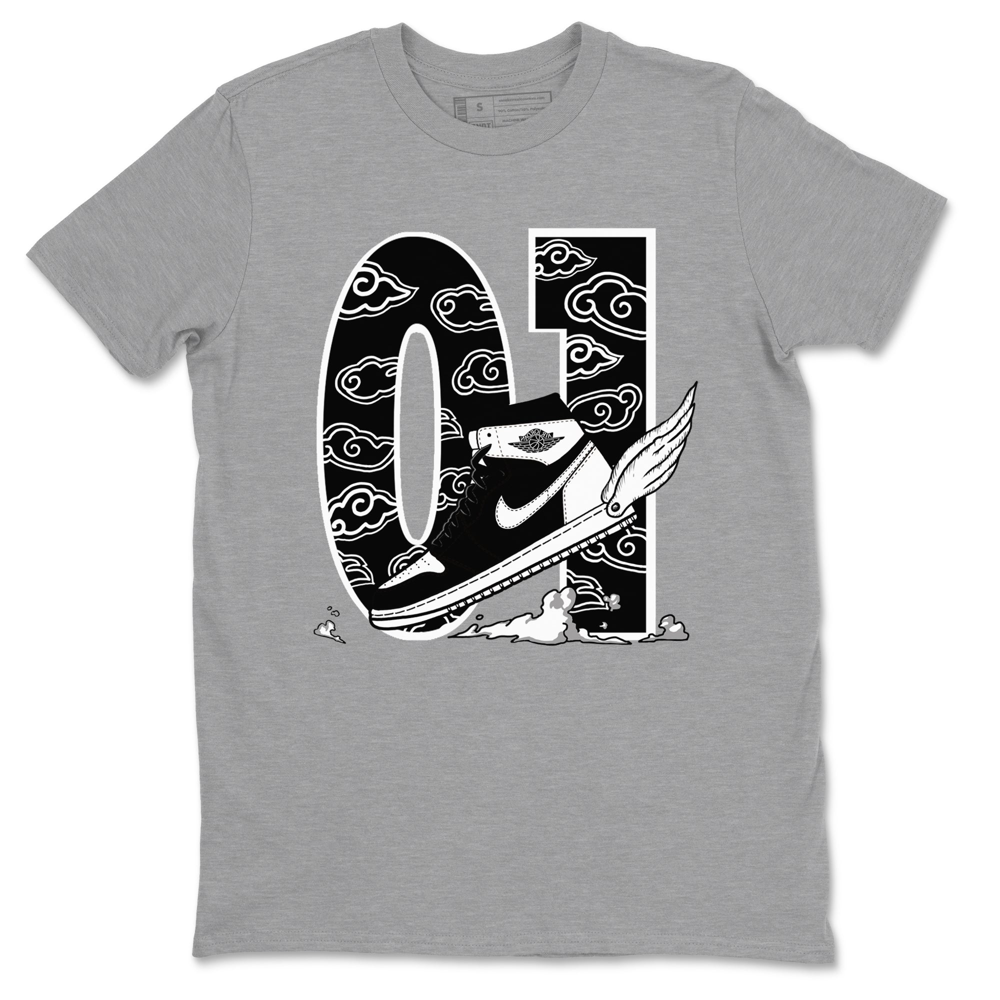 1s Black White shirt to match jordans Fly To The Clouds sneaker tees Air Jordan 1 Retro Black White Drip Gear Zone unisex cotton Heather Grey 2 crew neck shirt