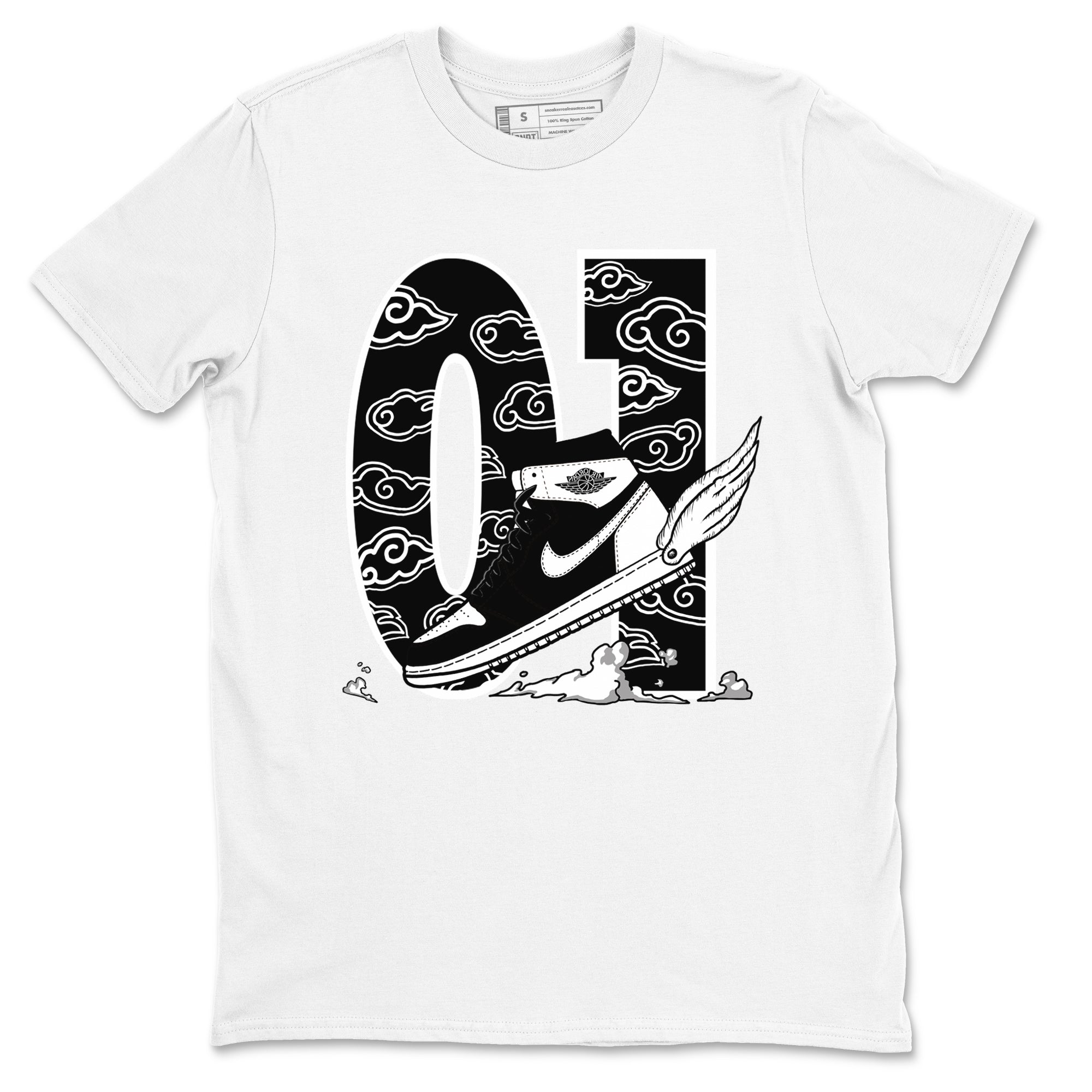 1s Black White shirt to match jordans Fly To The Clouds sneaker tees Air Jordan 1 Retro Black White Drip Gear Zone unisex cotton White 2 crew neck shirt