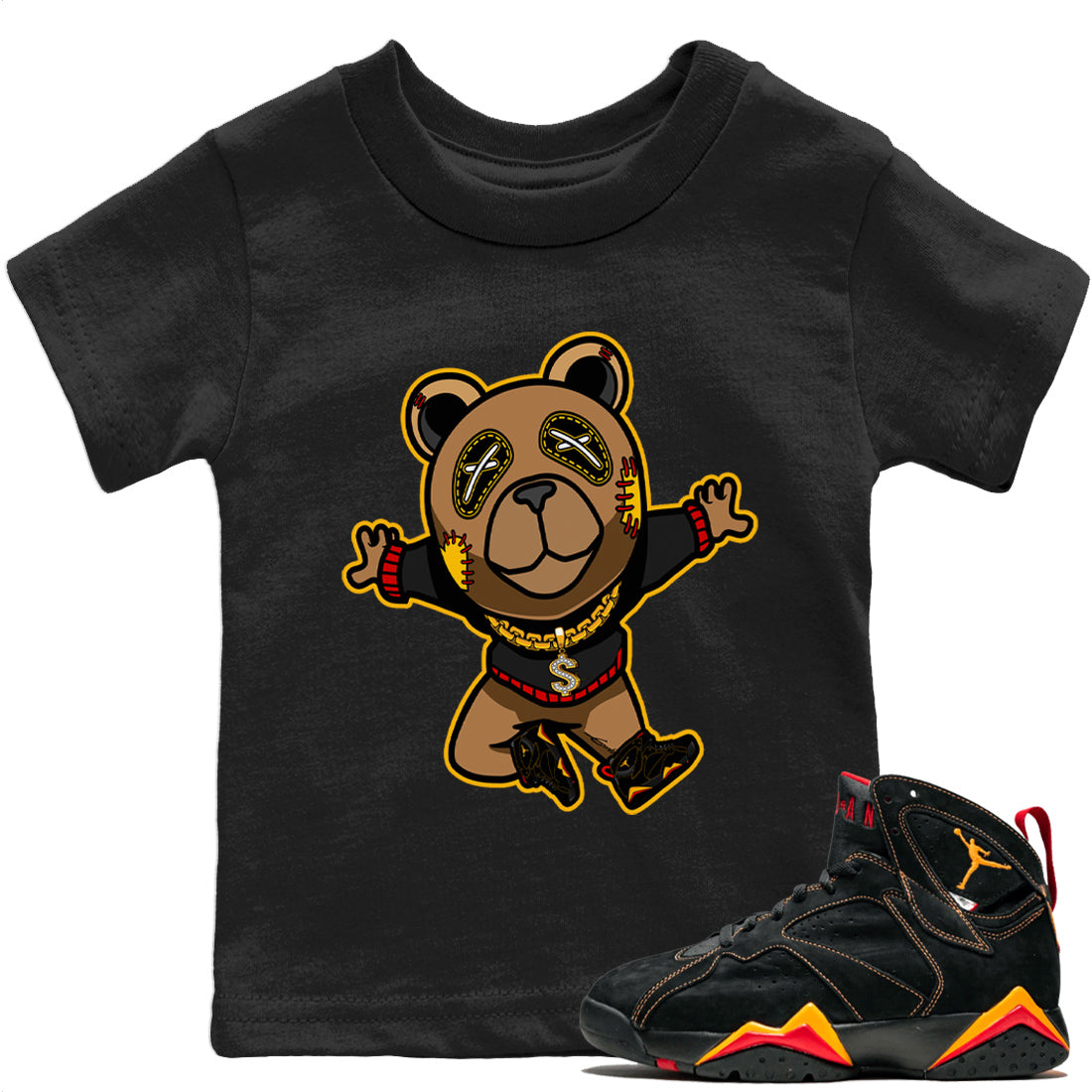 Jordan 7 Citrus Shirt To Match Jordans Flying Bear Sneaker Tees Jordan 7 Citrus Drip Gear Zone Sneaker Matching Clothing Kids Shirts