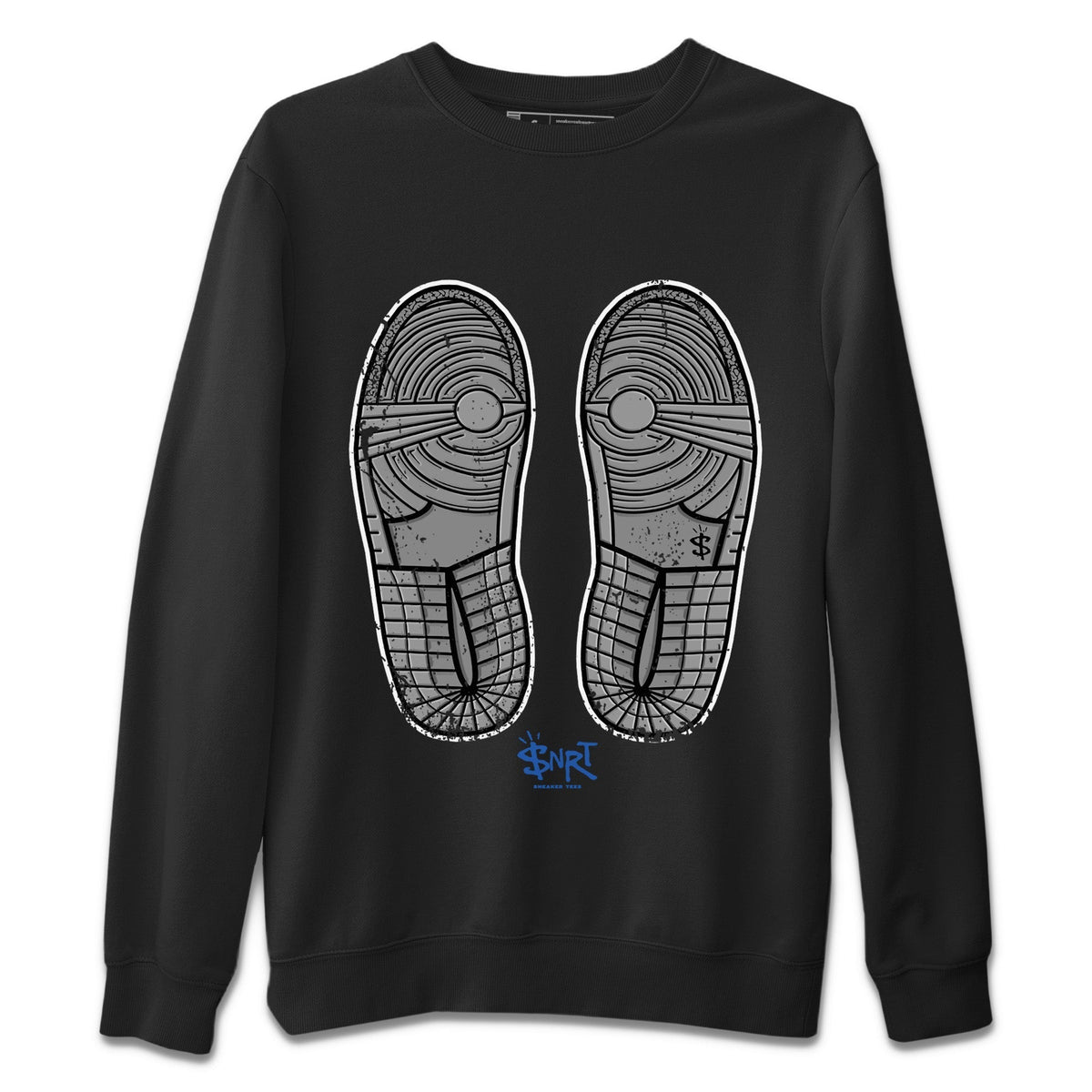 Jordan 1 True Blue Sneaker Matching T-Shirt Footprint Sneaker Tees Jordan 1 True Blue Sneaker Release Tees Crew Neck Tees