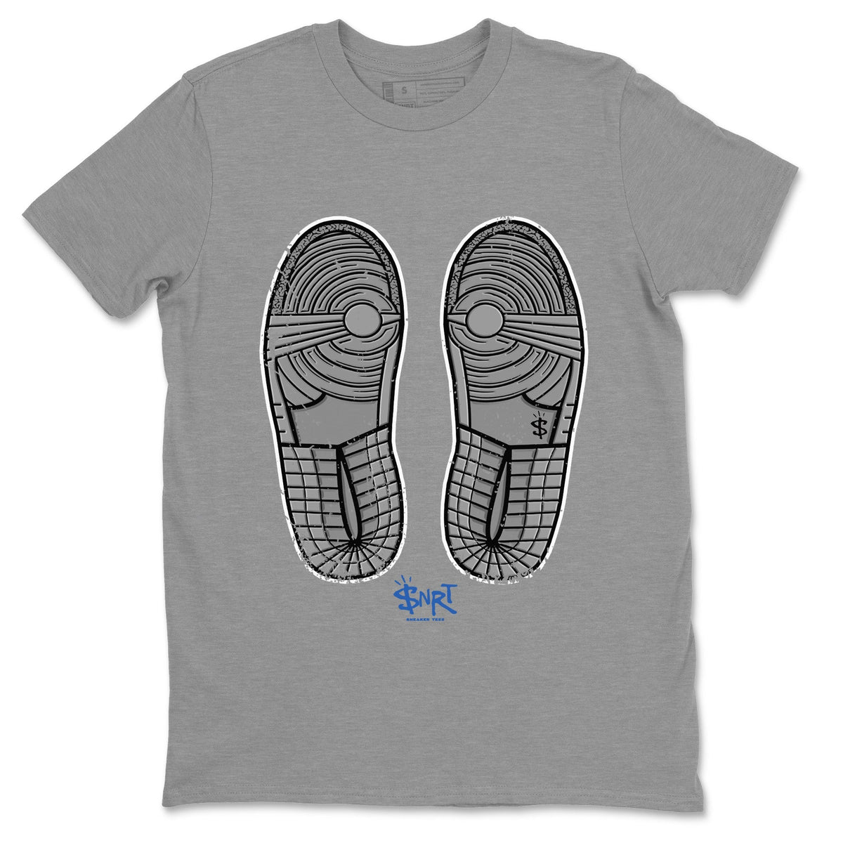 Jordan 1 True Blue Sneaker Matching T-Shirt Footprint Sneaker Tees Jordan 1 True Blue Sneaker Release Tees Crew Neck Tees