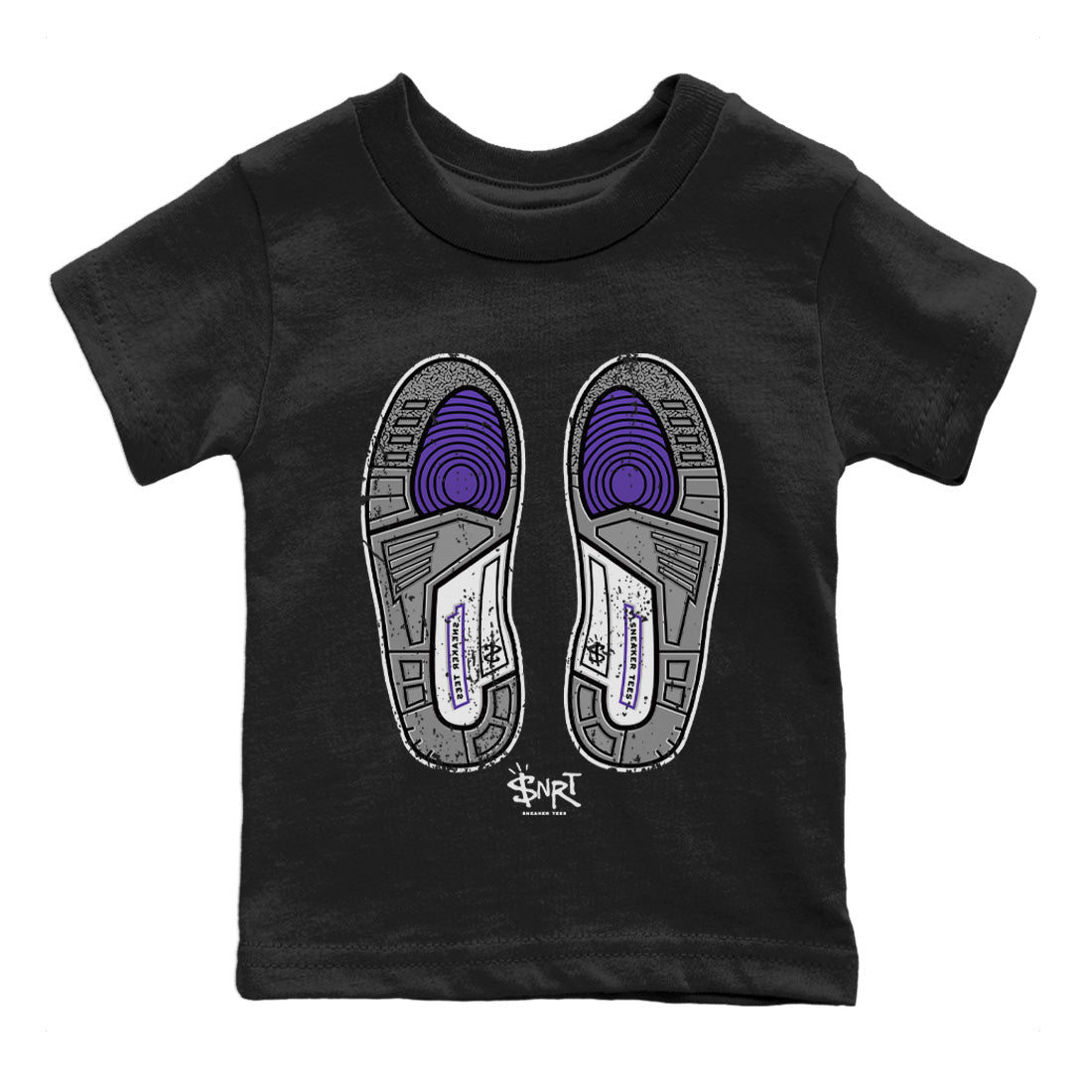 Jordan 3 Dark Iris Sneaker Matching T-Shirt Footprint Sneaker Tees Jordan 3 Dark Iris Sneaker Release Tees Kids Shirts