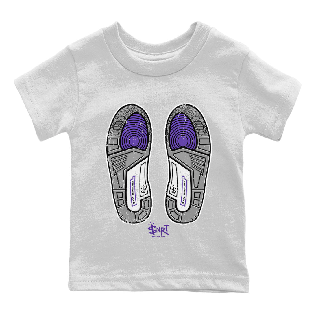 Jordan 3 Dark Iris Sneaker Matching T-Shirt Footprint Sneaker Tees Jordan 3 Dark Iris Sneaker Release Tees Kids Shirts