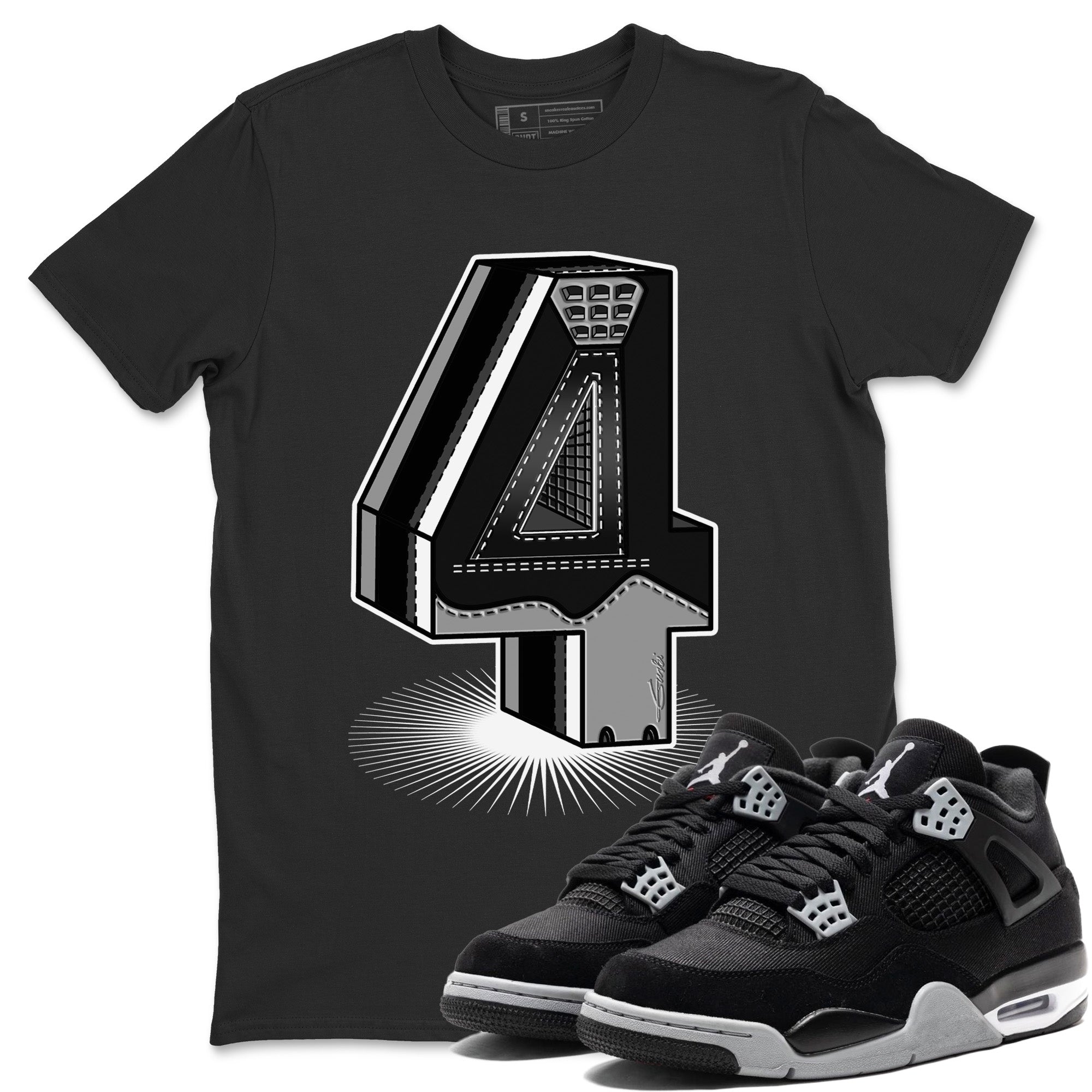 Jordan 4 Black Canvas Shirt To Match Jordans Four Statue Sneaker Tees Jordan 4 Black Canvas Drip Gear Zone Sneaker Matching Clothing Unisex Shirts