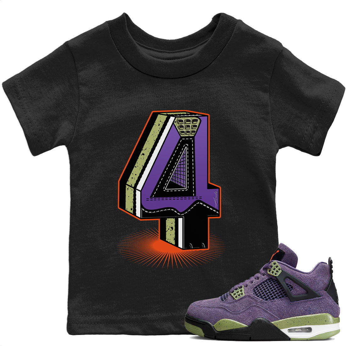 Jordan 4 Canyon Purple Sneaker Matching T-Shirt Four Statue Sneaker Tees Jordan 4 Canyon Purple Sneaker Release Tees Kids Shirts