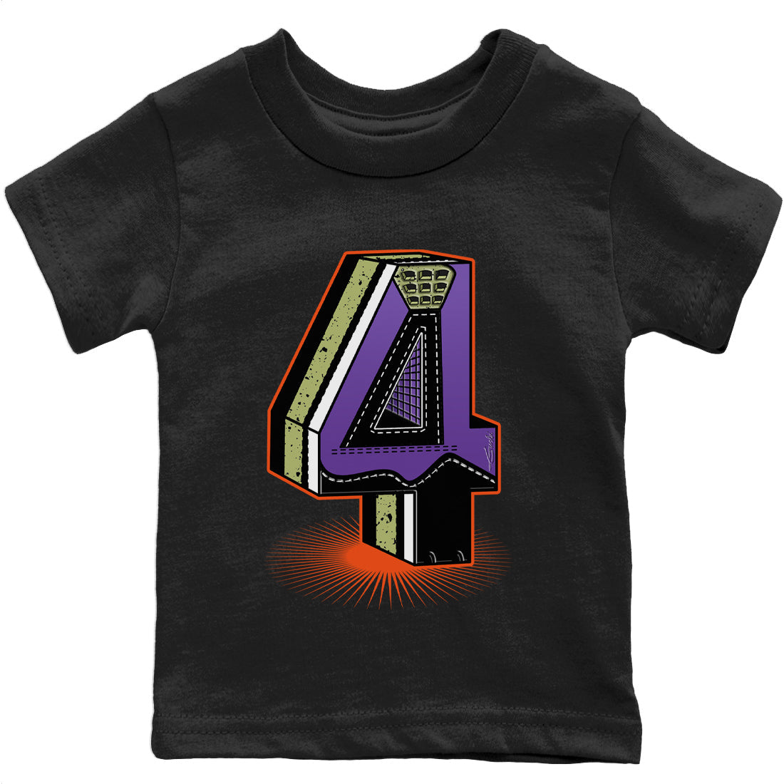 Jordan 4 Canyon Purple Sneaker Matching T-Shirt Four Statue Sneaker Tees Jordan 4 Canyon Purple Sneaker Release Tees Kids Shirts