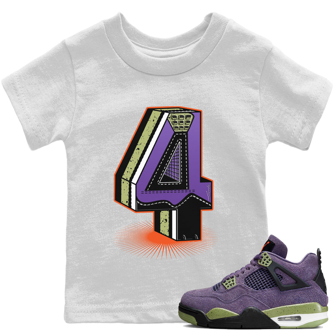 Jordan 4 Canyon Purple Sneaker Matching T-Shirt Four Statue Sneaker Tees Jordan 4 Canyon Purple Sneaker Release Tees Kids Shirts