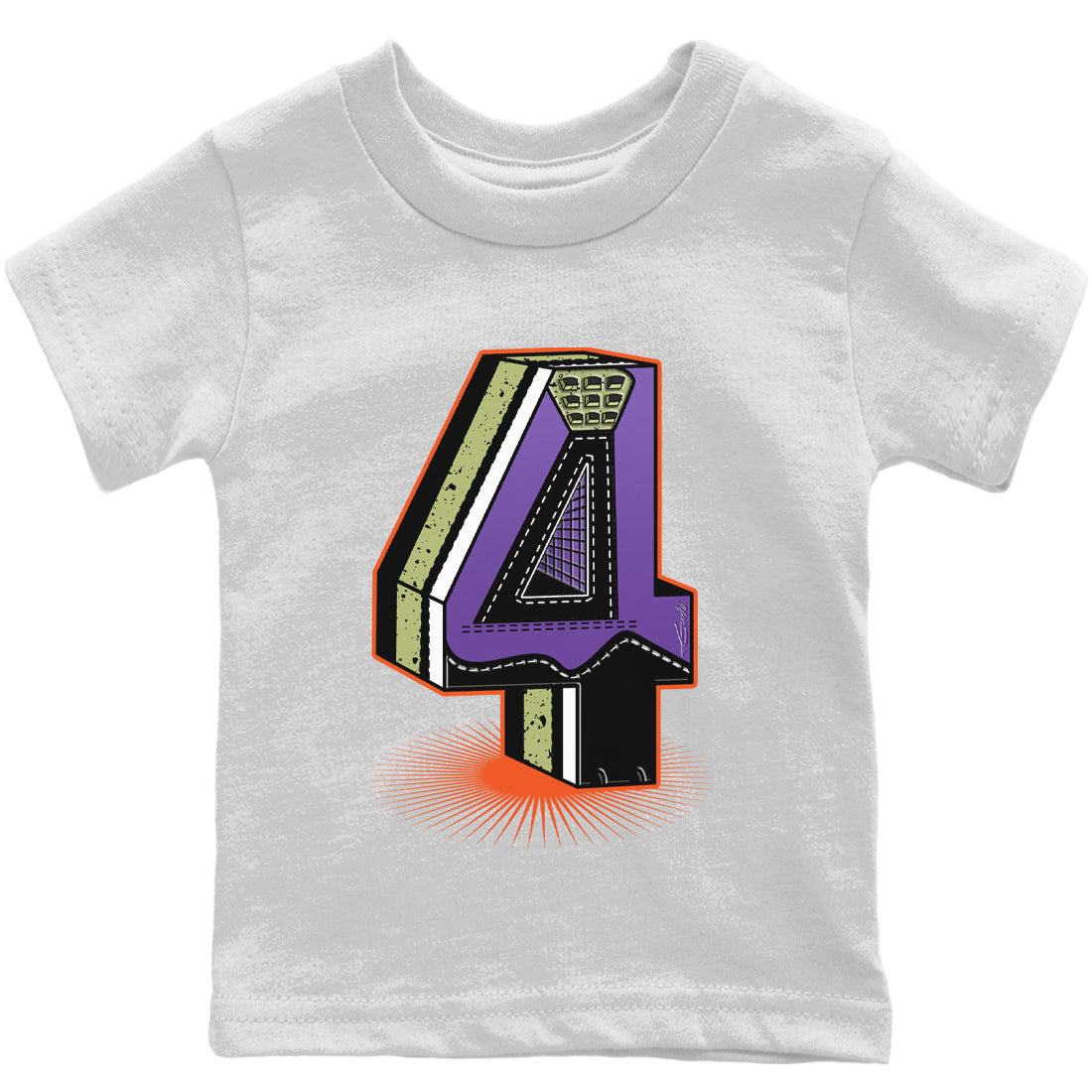 Jordan 4 Canyon Purple Sneaker Matching T-Shirt Four Statue Sneaker Tees Jordan 4 Canyon Purple Sneaker Release Tees Kids Shirts