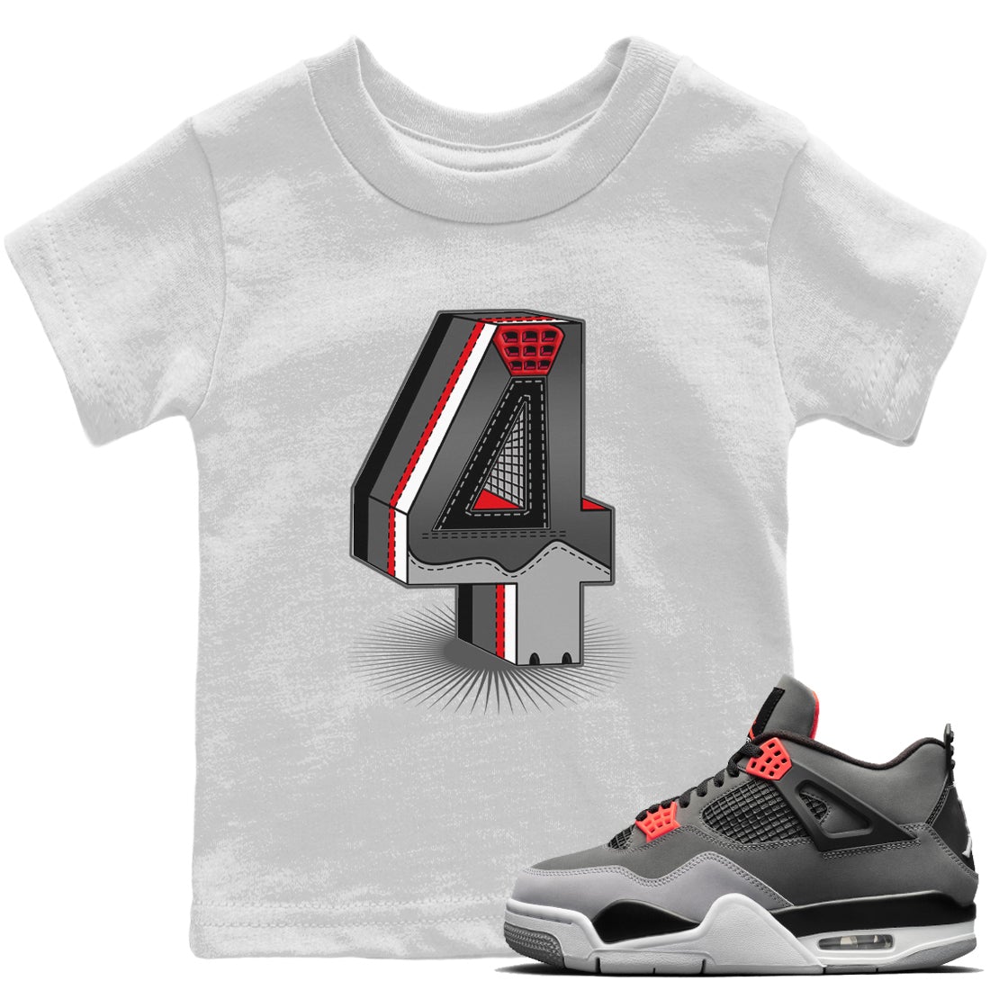 Jordan 4 Infrared Sneaker Matching T-Shirt Four Statue Sneaker Tees Jordan 4 Infrared Sneaker Release Tees Kids Shirts