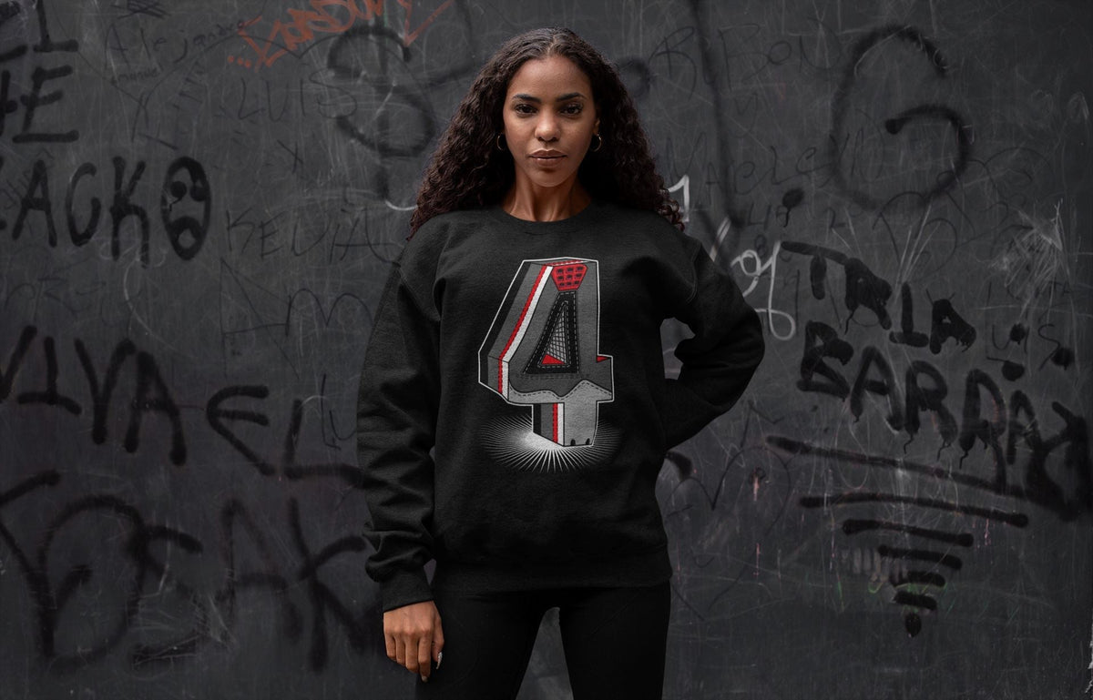 Jordan 4 Infrared Sneaker Matching T-Shirt Four Statue Sneaker Tees Jordan 4 Infrared Sneaker Release Tees Crew Neck Tees
