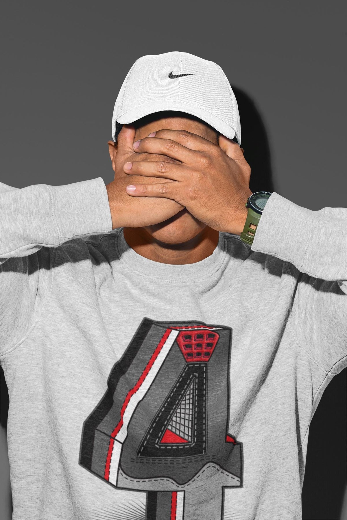 Jordan 4 Infrared Sneaker Matching T-Shirt Four Statue Sneaker Tees Jordan 4 Infrared Sneaker Release Tees Crew Neck Tees