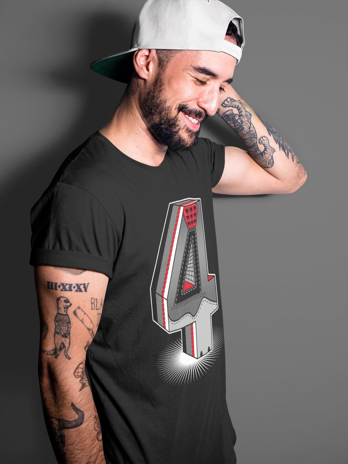Jordan 4 Infrared Sneaker Matching T-Shirt Four Statue Sneaker Tees Jordan 4 Infrared Sneaker Release Tees Crew Neck Tees