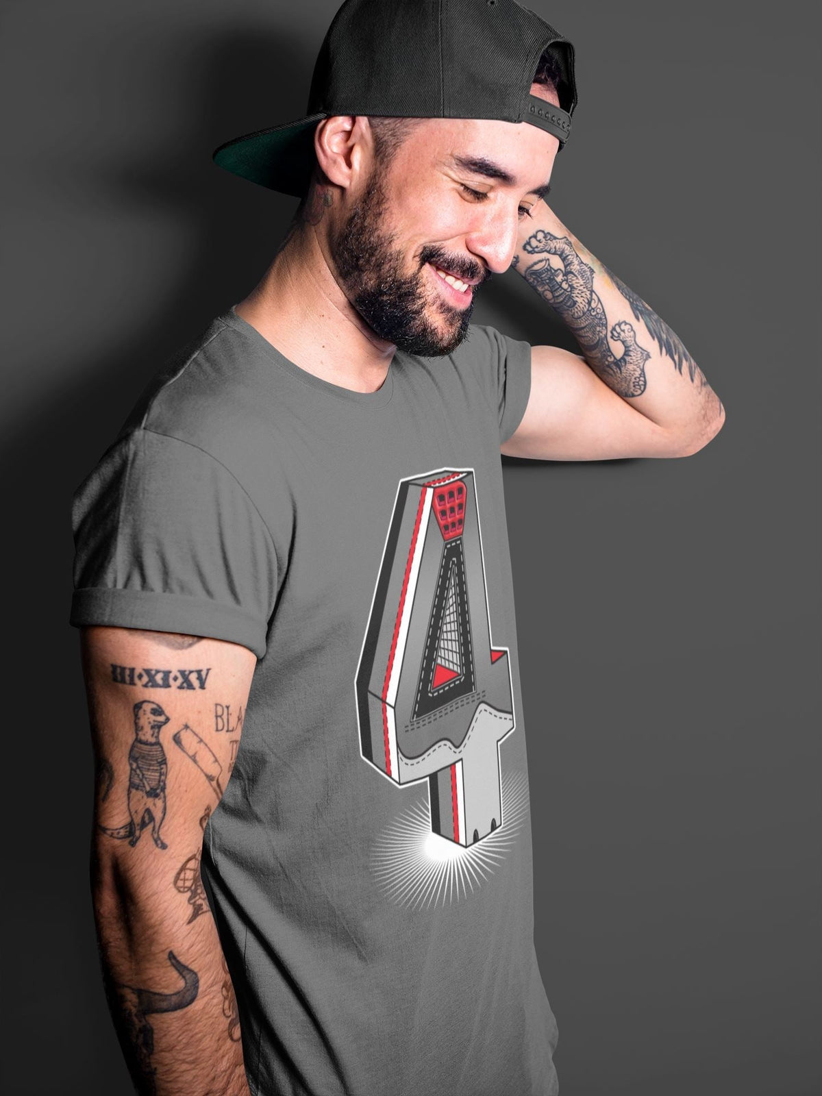Jordan 4 Infrared Sneaker Matching T-Shirt Four Statue Sneaker Tees Jordan 4 Infrared Sneaker Release Tees Crew Neck Tees