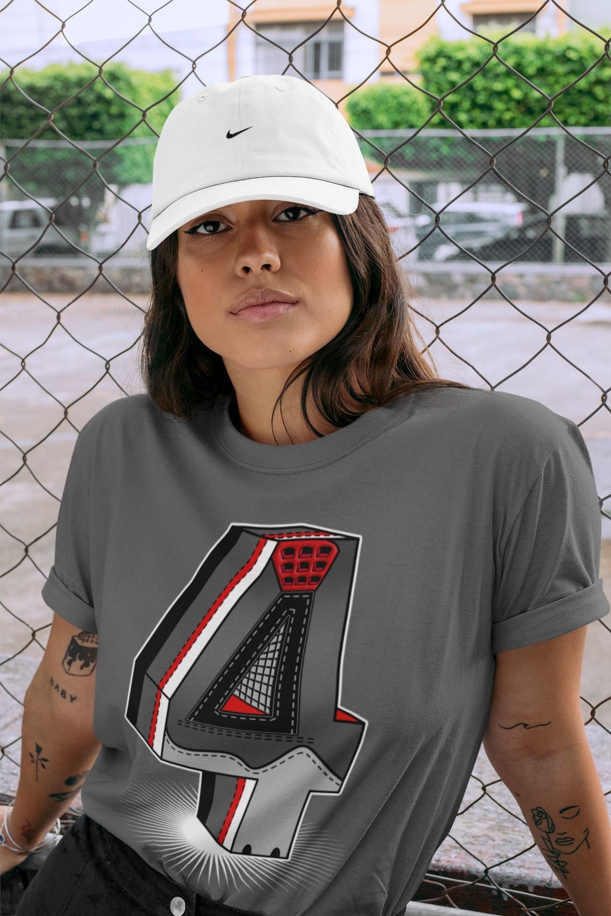 Jordan 4 Infrared Sneaker Matching T-Shirt Four Statue Sneaker Tees Jordan 4 Infrared Sneaker Release Tees Crew Neck Tees