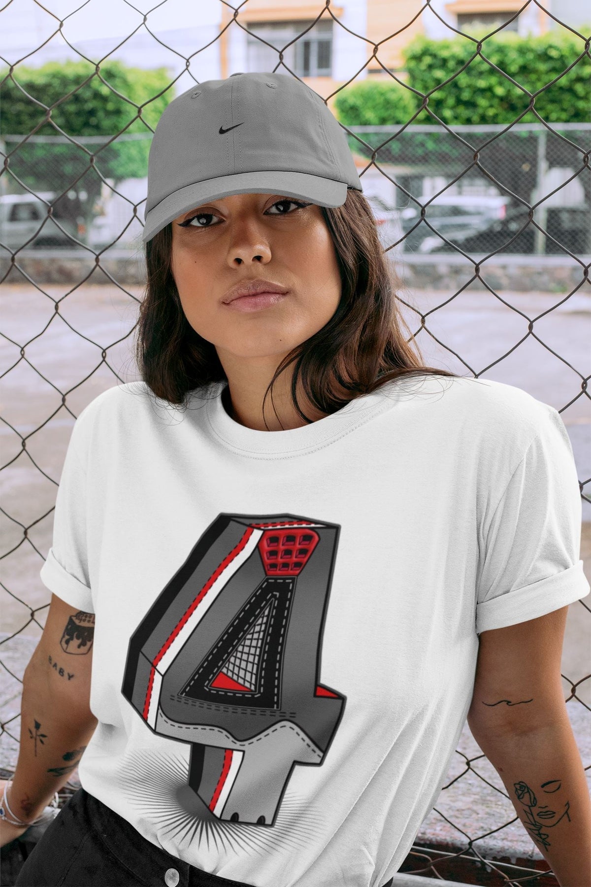 Jordan 4 Infrared Sneaker Matching T-Shirt Four Statue Sneaker Tees Jordan 4 Infrared Sneaker Release Tees Crew Neck Tees