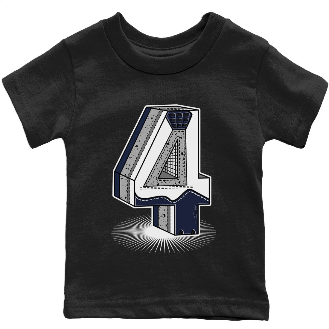 Jordan 4 Midnight Navy Sneaker Matching T-Shirt Four Statue Sneaker Tees Jordan 4 Midnight Navy Sneaker Release Tees Kids Shirts