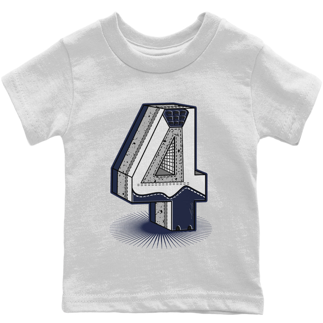 Jordan 4 Midnight Navy Sneaker Matching T-Shirt Four Statue Sneaker Tees Jordan 4 Midnight Navy Sneaker Release Tees Kids Shirts