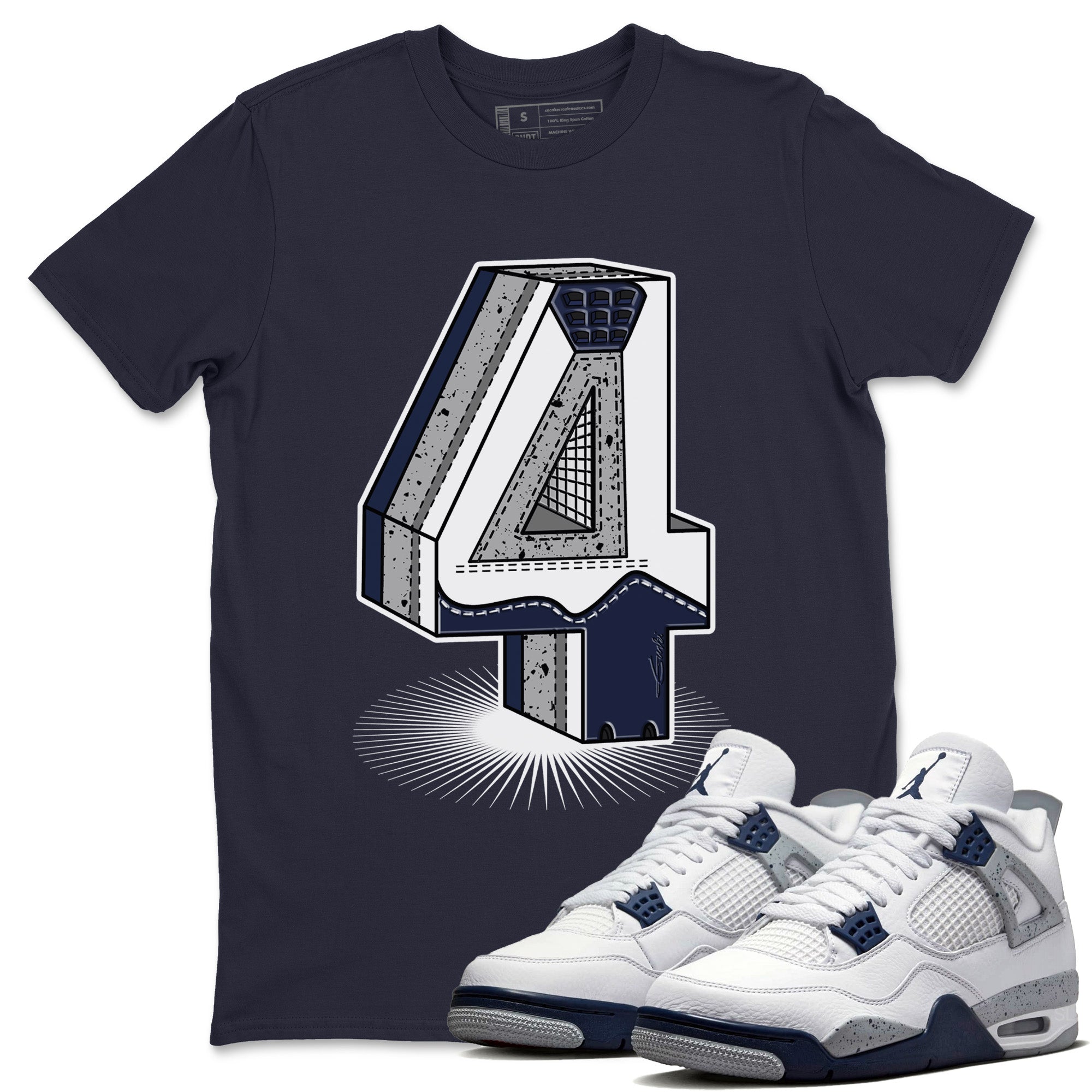 Jordan 4 Midnight Navy Shirt To Match Jordans Four Statue Sneaker Tees Jordan 4 Midnight Navy Drip Gear Zone Sneaker Matching Clothing Unisex Shirts