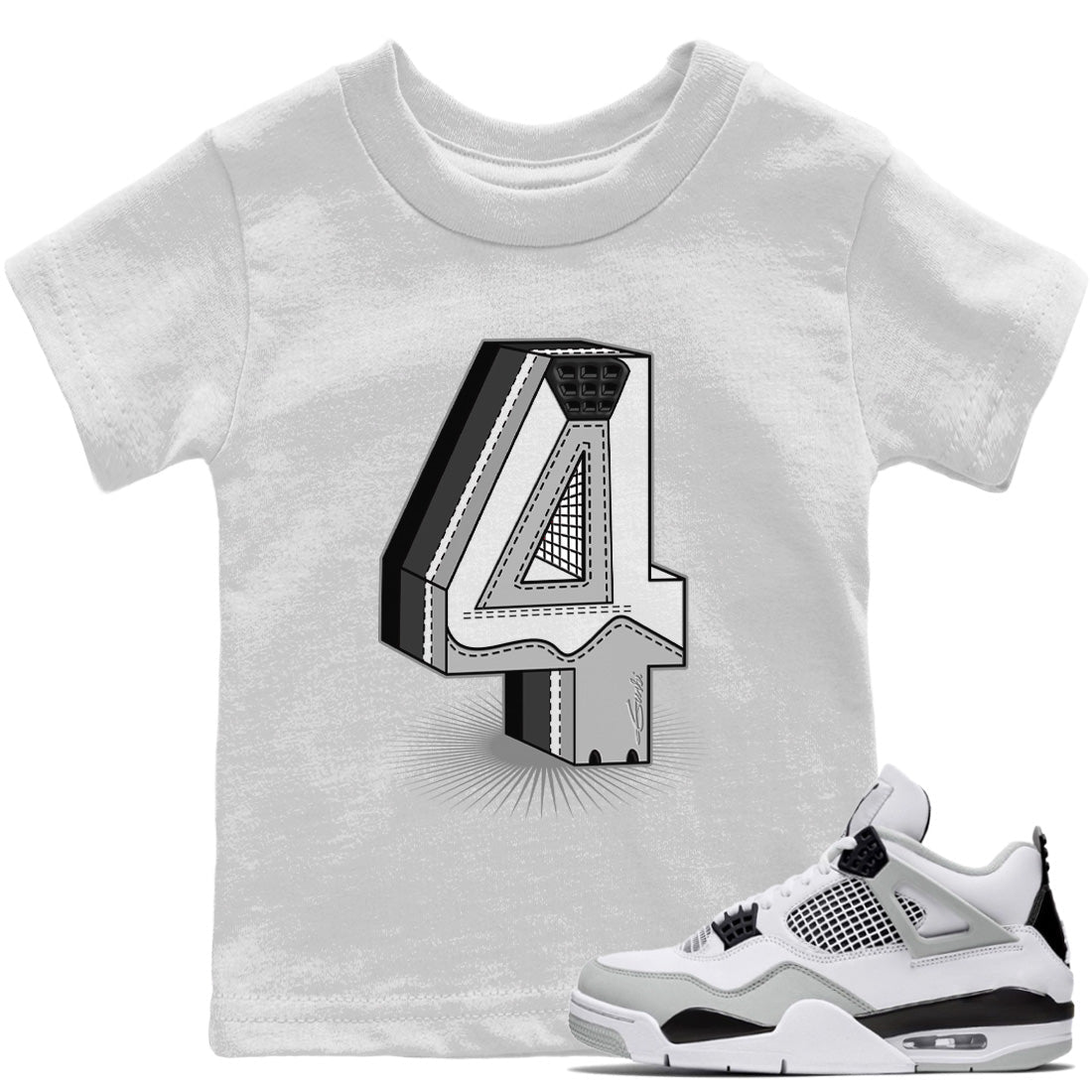 Jordan 4 Military Black Sneaker Matching T-Shirt Four Statue Sneaker Tees Jordan 4 Military Black Sneaker Release Tees Kids Shirts