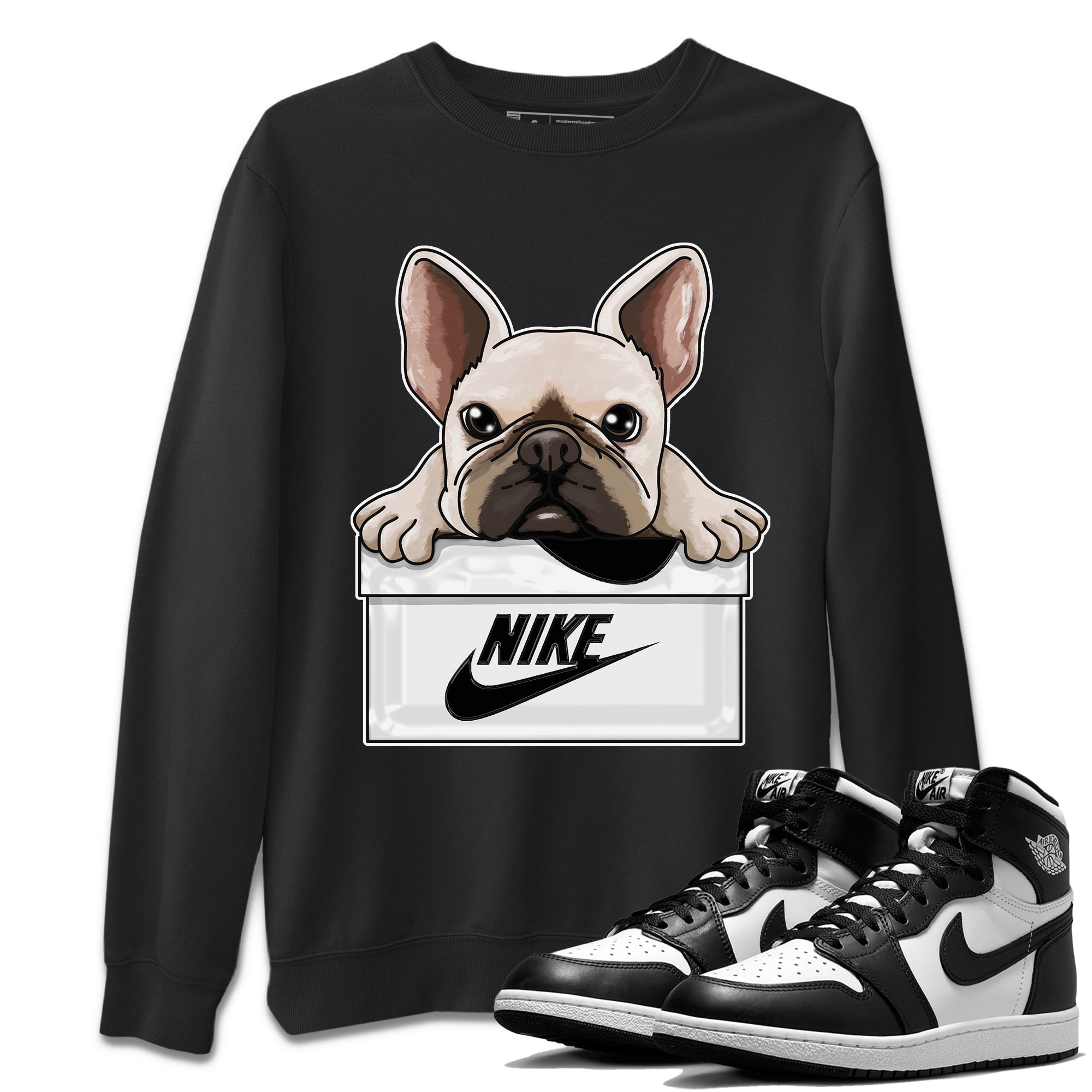Air Jordan 1 Black White Shirt To Match Jordans French Bulldog Sneaker Tees Air Jordan 1 Black White Drip Gear Zone Sneaker Matching Clothing Unisex Shirts
