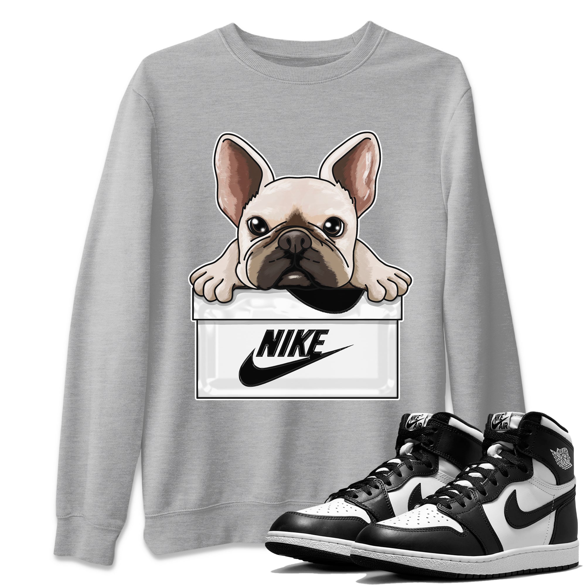 Air Jordan 1 Black White Shirt To Match Jordans French Bulldog Sneaker Tees Air Jordan 1 Black White Drip Gear Zone Sneaker Matching Clothing Unisex Shirts