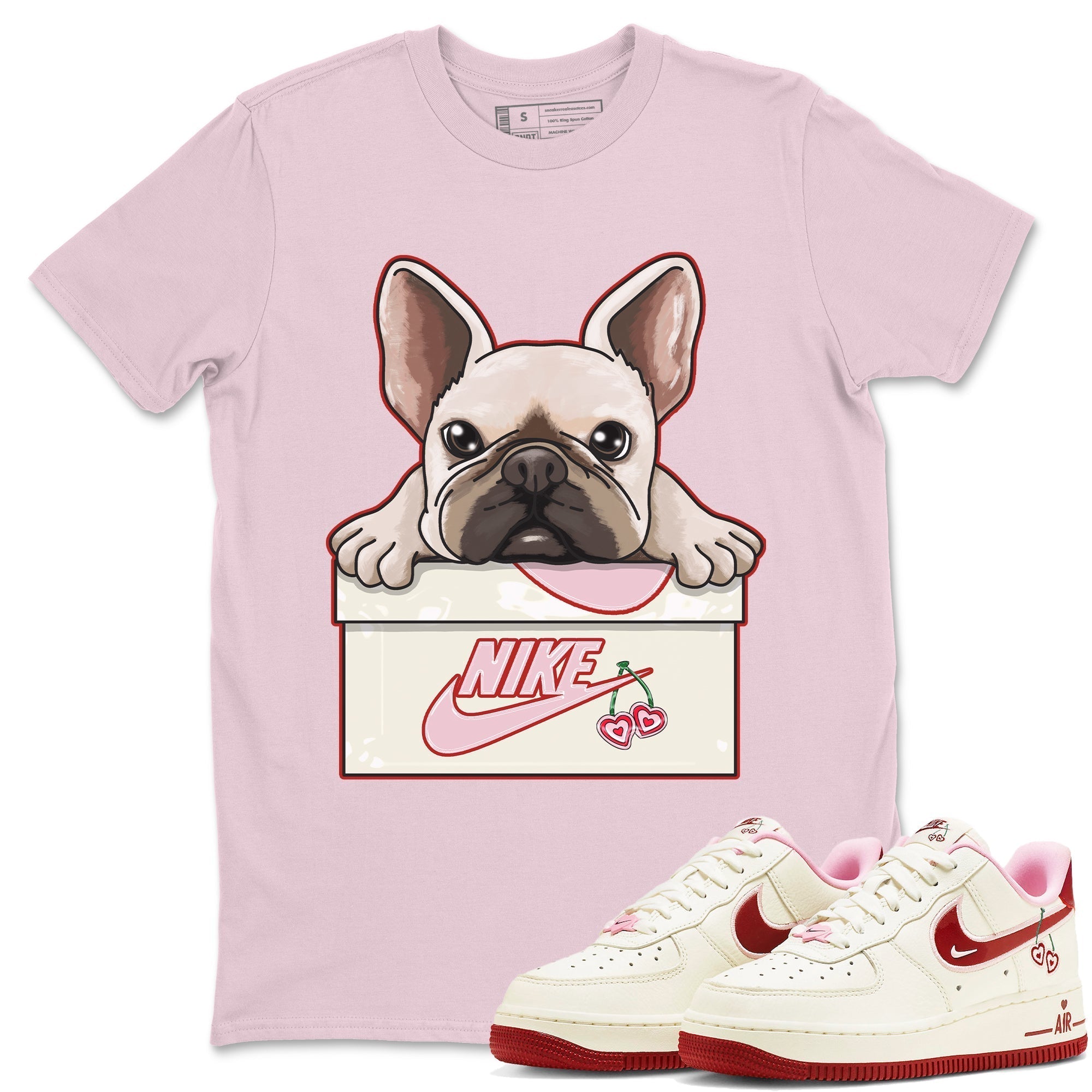 Air Force 1 Valentines Day Sneaker Match Tees French Bulldog Sneaker Tees Air Force 1 Valentines Day Jordan to match sneaker T-Shirt Crew Neck Shirts
