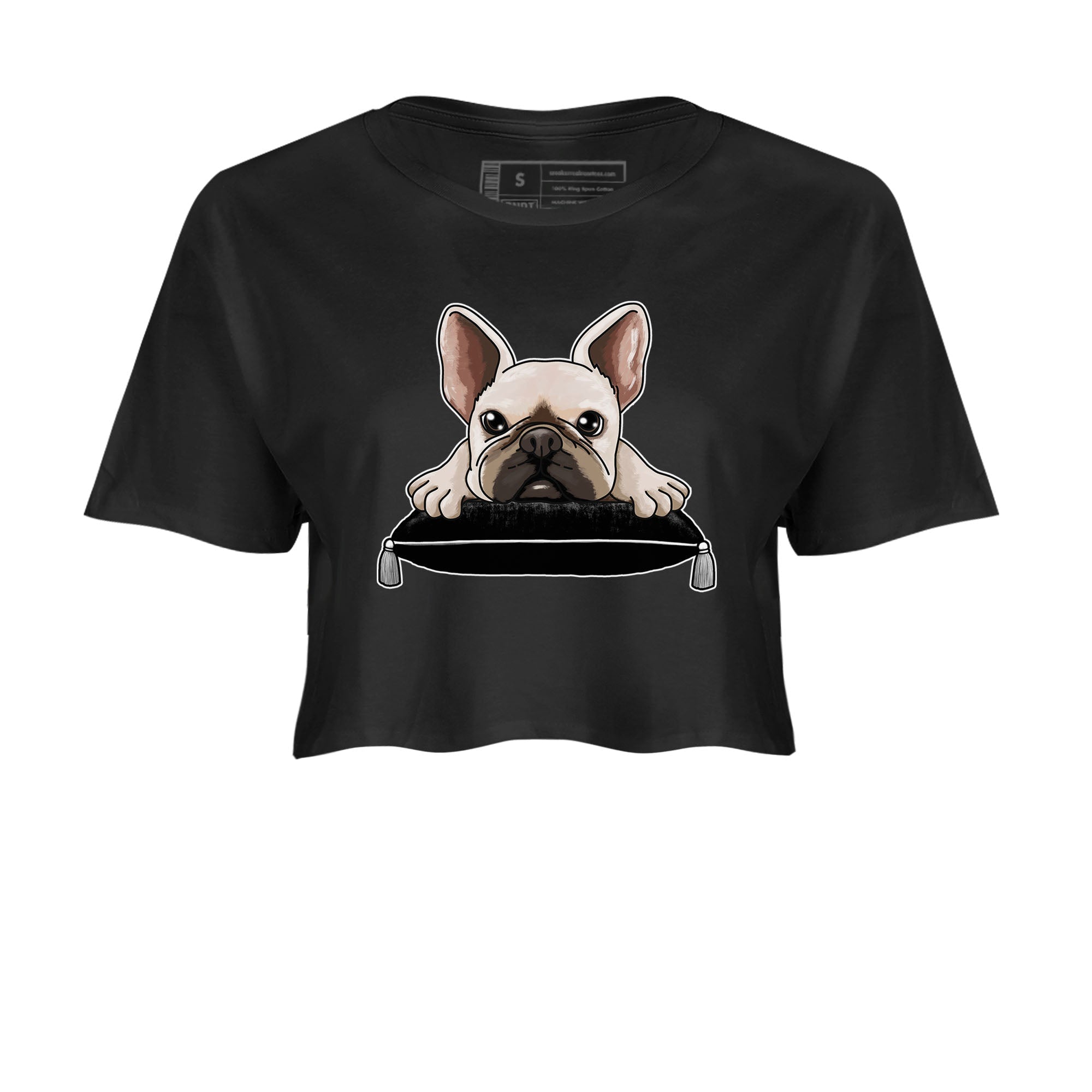 1s Black White shirt to match jordans French Bulldog sneaker tees Air Jordan 1 Black White Drip Gear Zone Black 2 crop length shirt