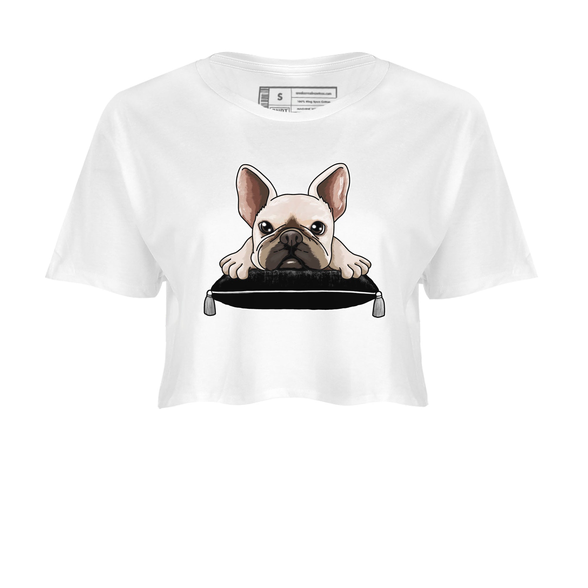 1s Black White shirt to match jordans French Bulldog sneaker tees Air Jordan 1 Black White Drip Gear Zone White 2 crop length shirt