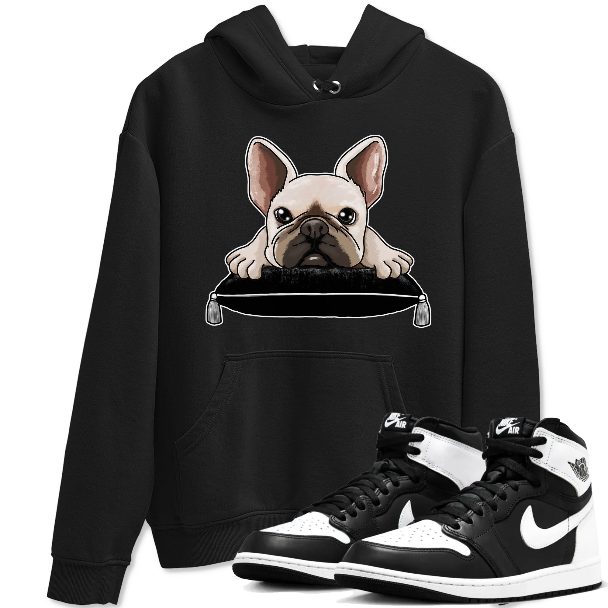 1s Black White shirt to match jordans French Bulldog sneaker tees Air Jordan 1 Black White Drip Gear Zone unisex cotton Black 1 crew neck shirt