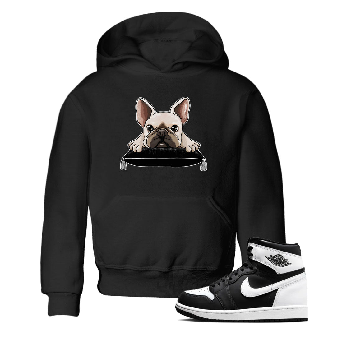 1s Black White shirt to match jordans French Bulldog sneaker tees Air Jordan 1 Black White Drip Gear Zone baby toddler Black 1 cotton Shirt