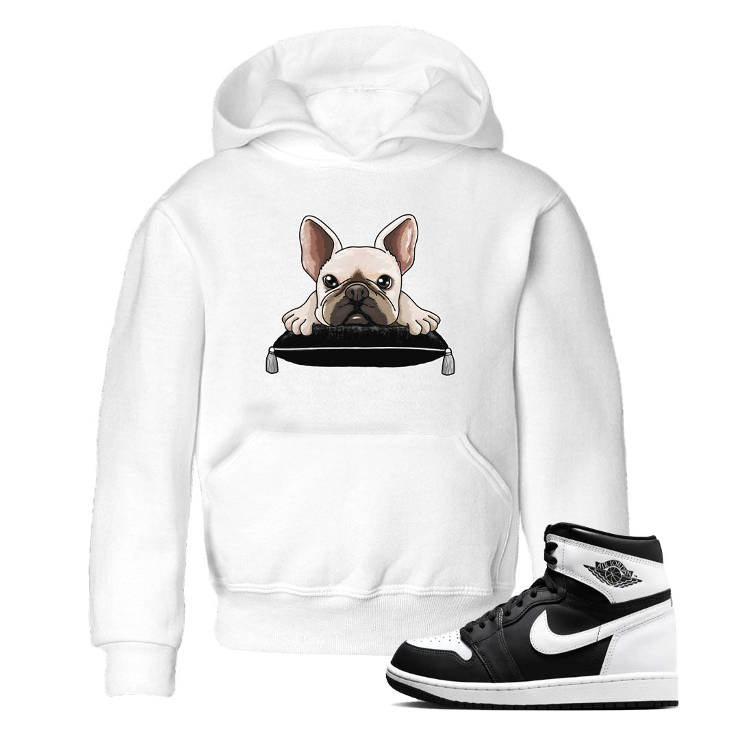 1s Black White shirt to match jordans French Bulldog sneaker tees Air Jordan 1 Black White Drip Gear Zone baby toddler White 1 cotton Shirt