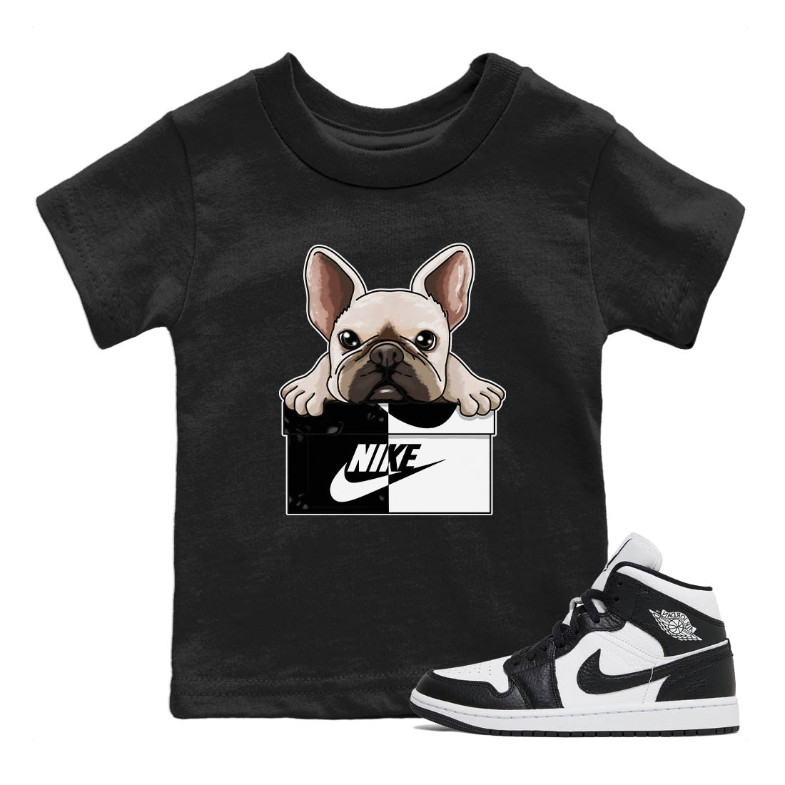 Jordan 1 Homage Sneaker Matching T-Shirt French Bulldog Sneaker Tees Jordan 1 Homage Sneaker Release Tees Kids Shirts