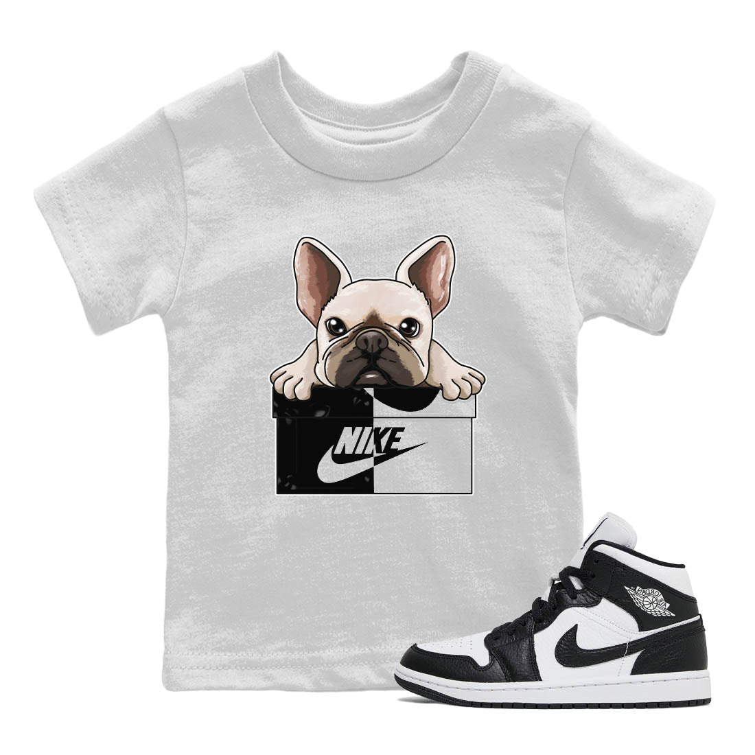 Jordan 1 Homage Sneaker Matching T-Shirt French Bulldog Sneaker Tees Jordan 1 Homage Sneaker Release Tees Kids Shirts
