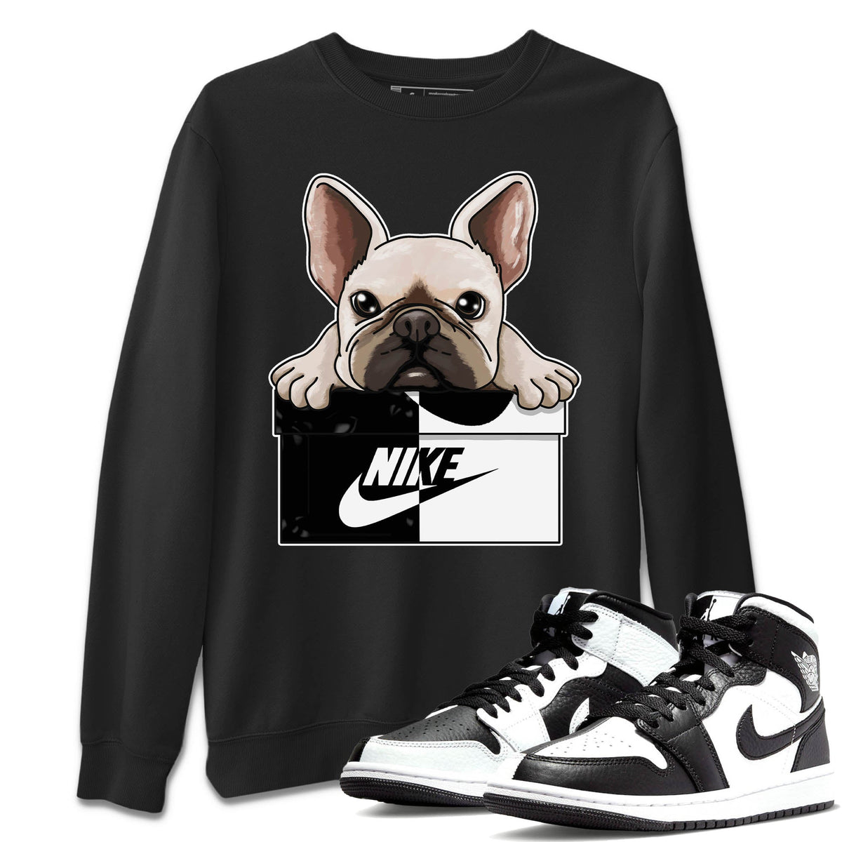 Jordan 1 Homage Sneaker Matching T-Shirt French Bulldog Sneaker Tees Jordan 1 Homage Sneaker Release Tees Crew Neck Tees