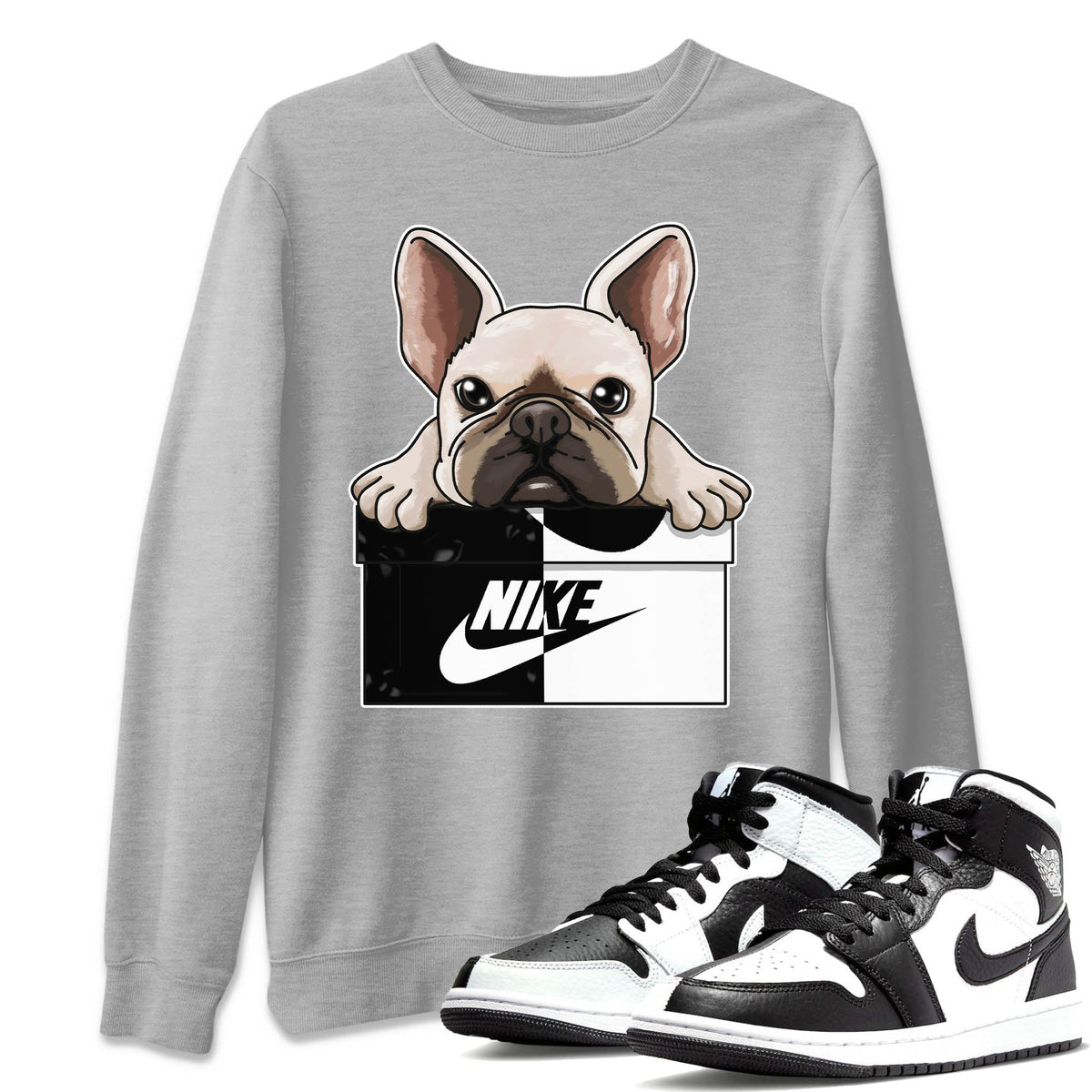 Jordan 1 Homage Sneaker Matching T-Shirt French Bulldog Sneaker Tees Jordan 1 Homage Sneaker Release Tees Crew Neck Tees